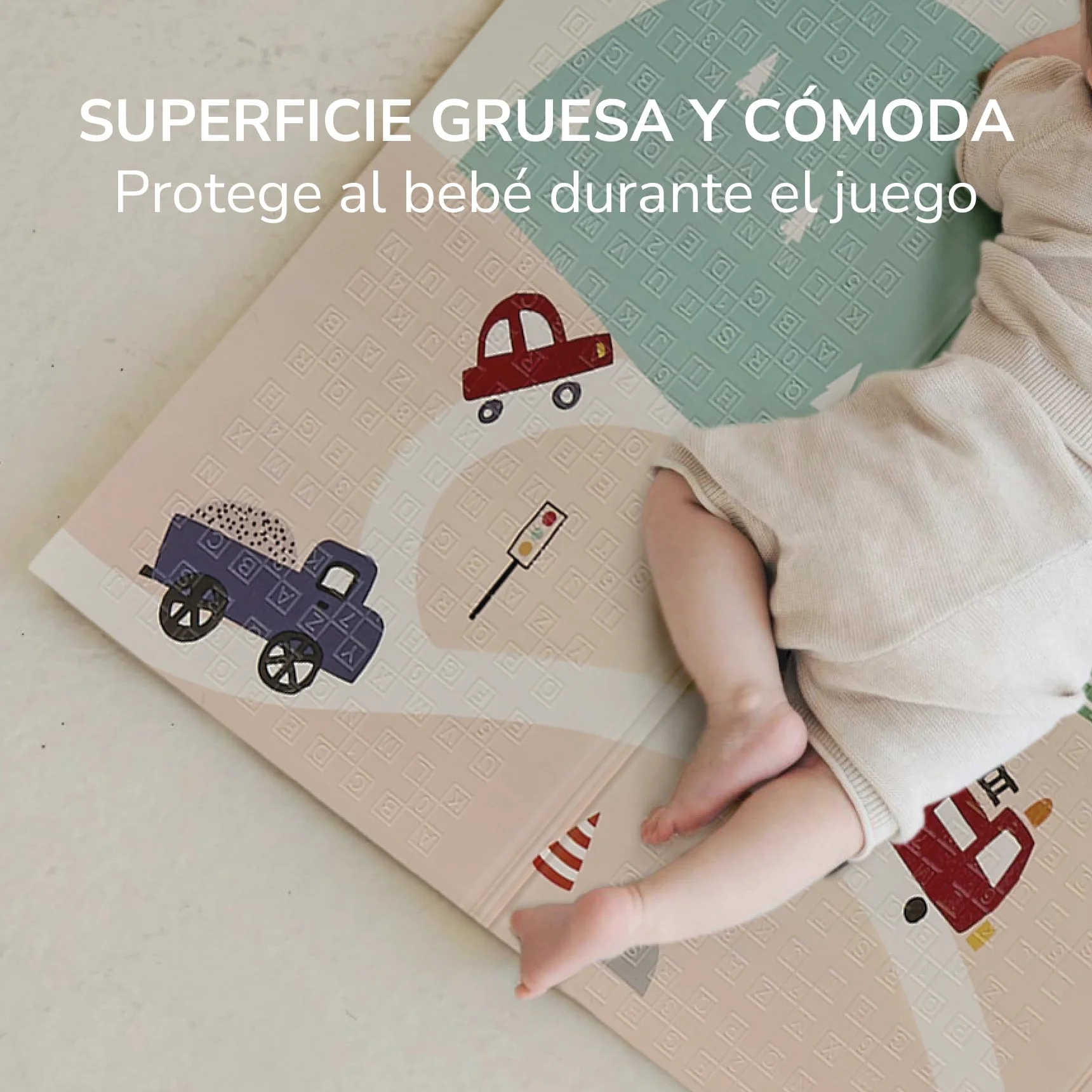 Buddy Baby Tapis de jeu XXL 180 x 200 cm double face rembourré pliable avec sac de transport