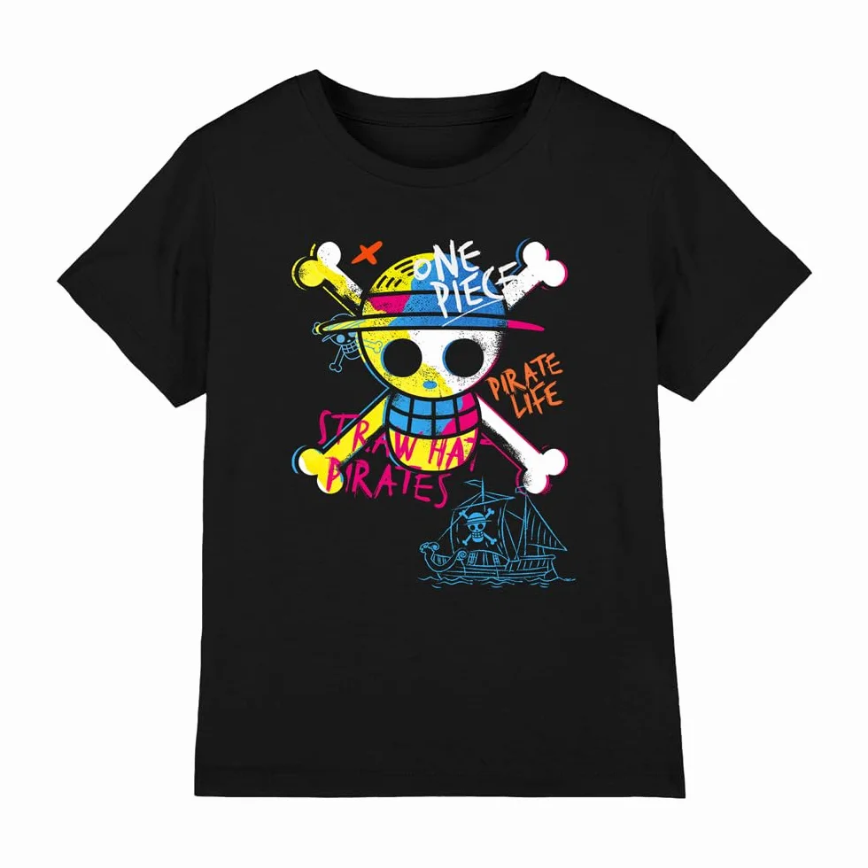 Netflix One Piece Jolly Roger Graffiti T-Shirt Enfant Noir