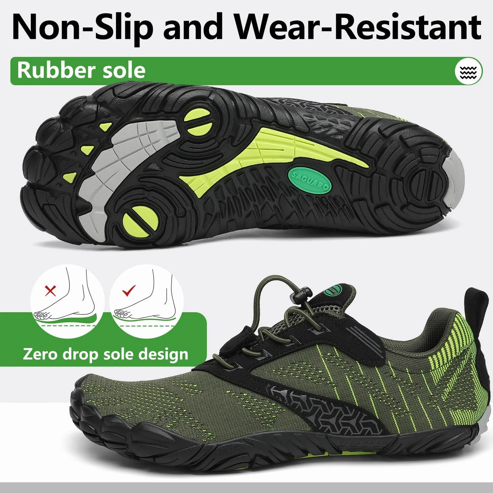 SAGUARO Chaussures de Trail Running Barefoot Homme Femme Minimalistes Antidérapant Aquatiques