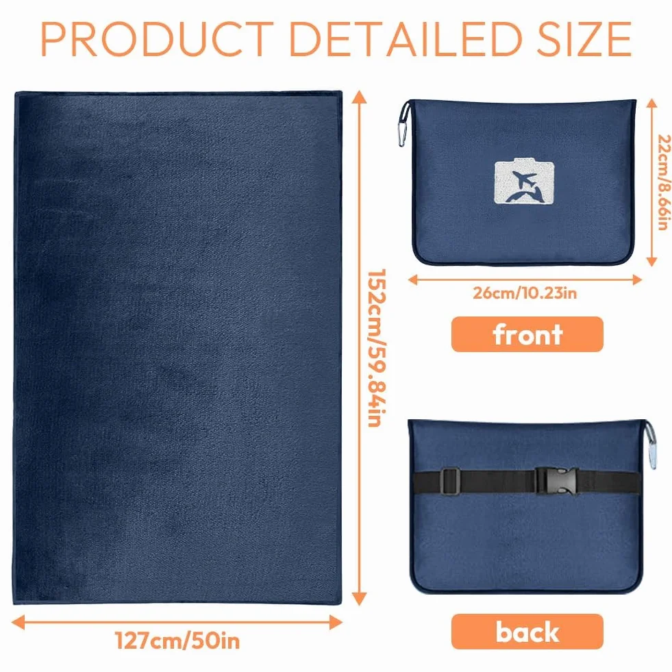 Couverture de voyage 2 en 1 ultra légère et chaude 152 x 127 cm coussin de transformation avion