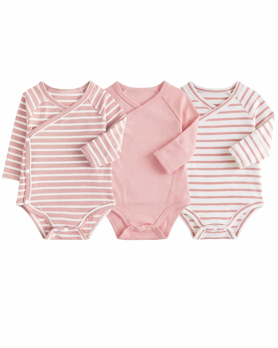 Lot de 3 bodies à manches longues pour bébé 100% coton nouveau-né 12 mois