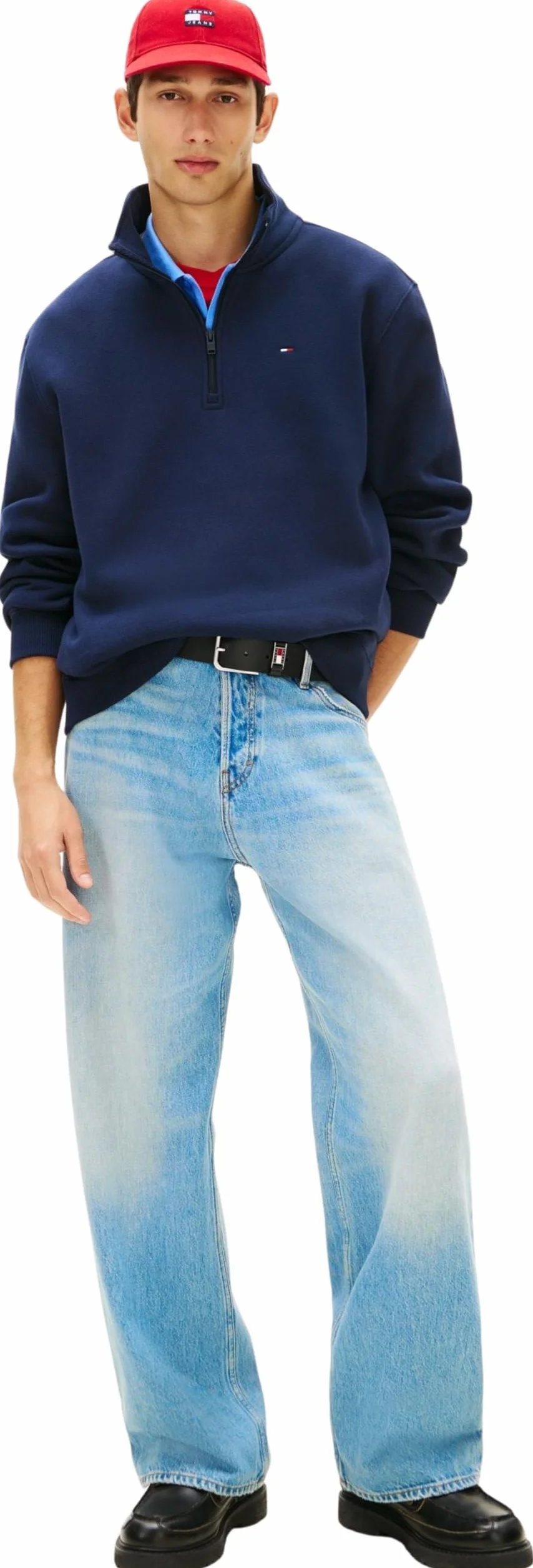 Tommy Jeans TJM Reg Fleece 1/4zip Mock Neck Sweat-Shirt Semi-zippé Homme