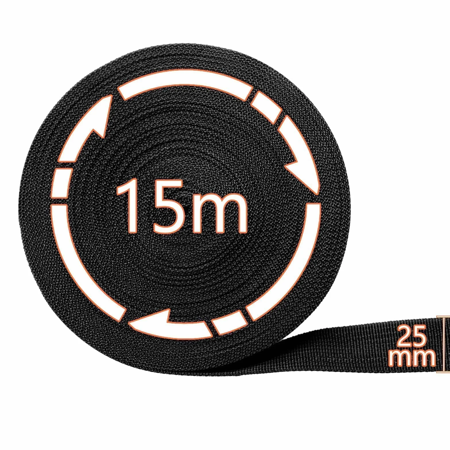 Sangle Couture Nylon Noire 15M 25mm Découpable pour Sac à Dos DIY