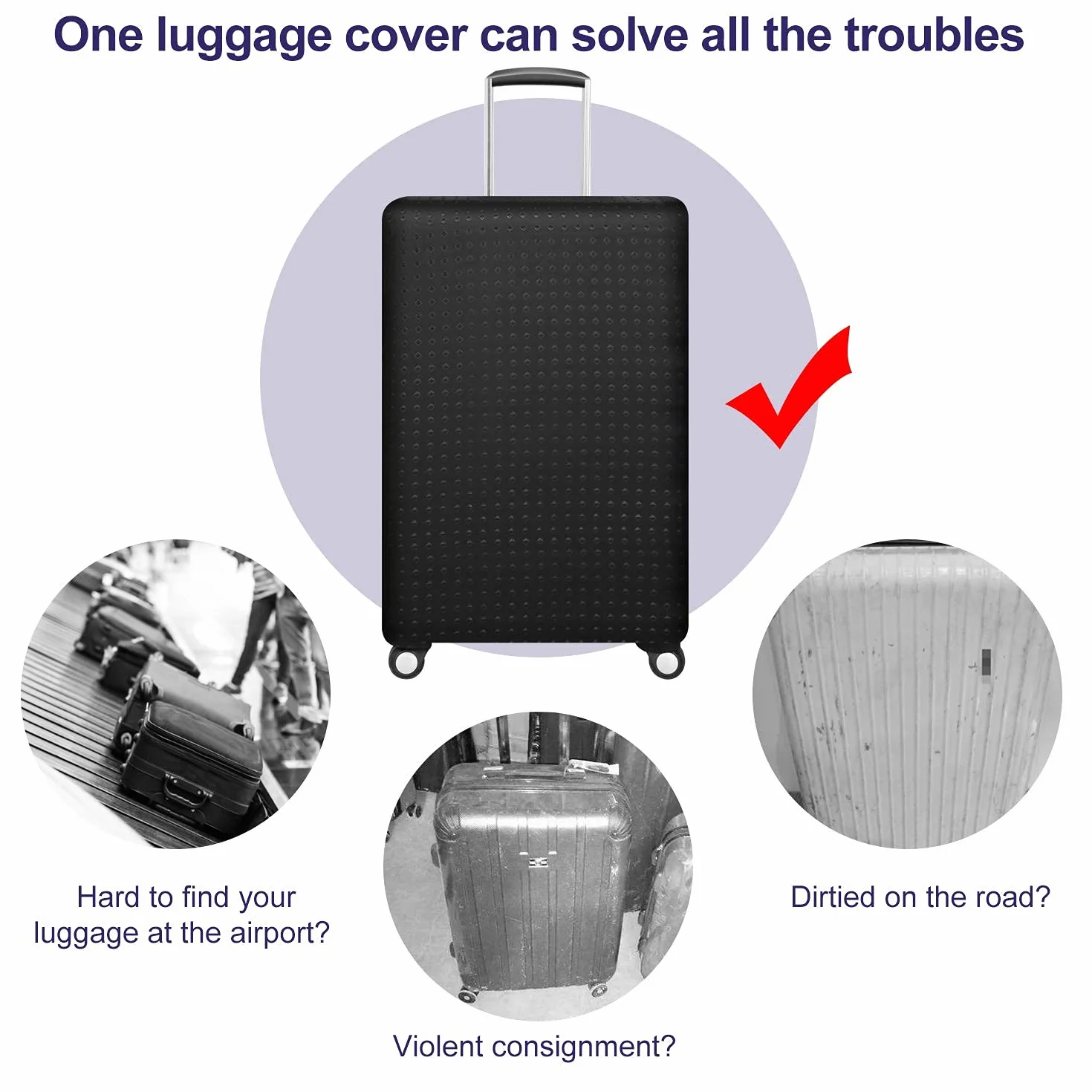 Housse de Protection pour Bagages 28/29/30 Résistant à l'Eau Lavable Noir