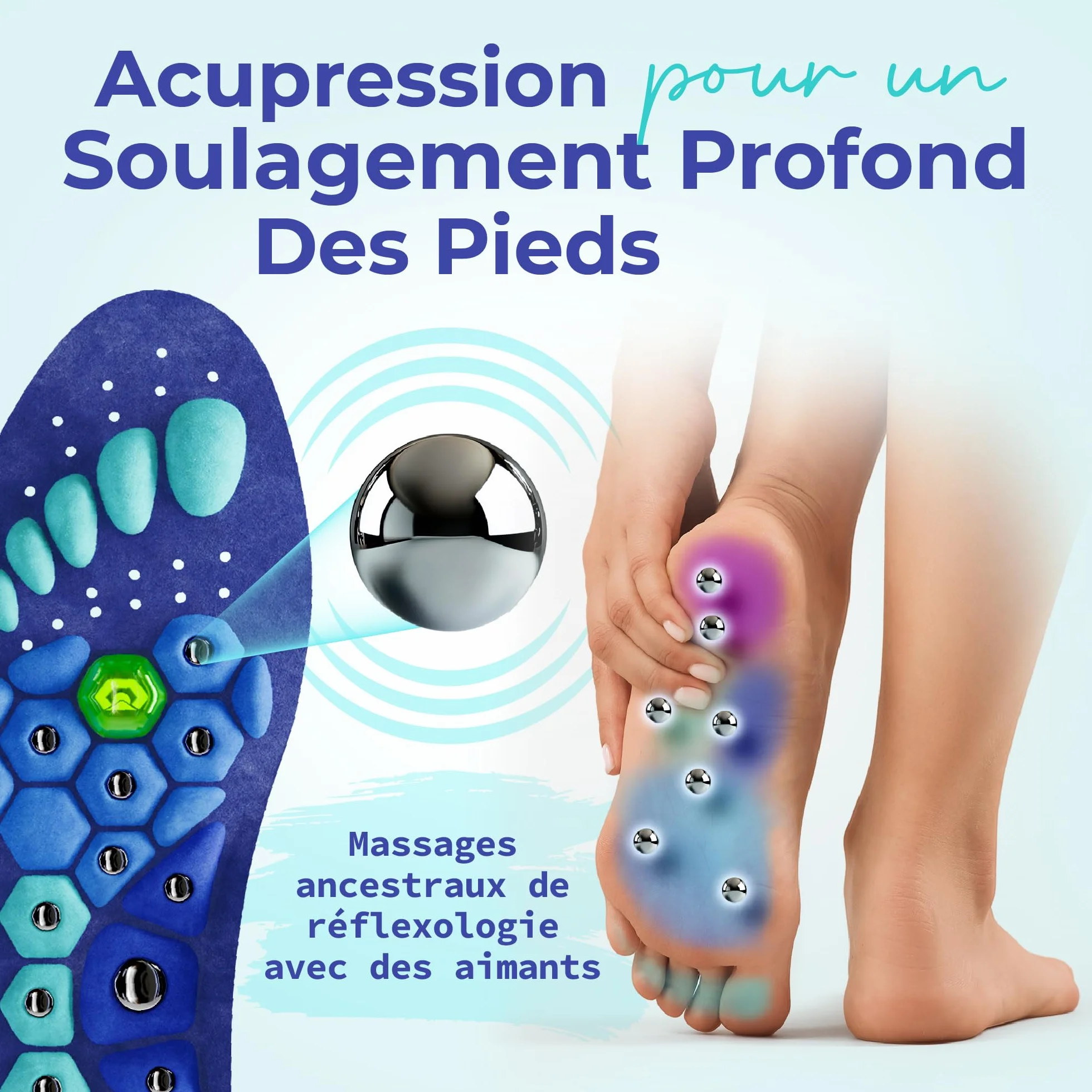 Akusoli Semelles Magnétiques de Soutien Voûte Pieds Plats EU36-41.5