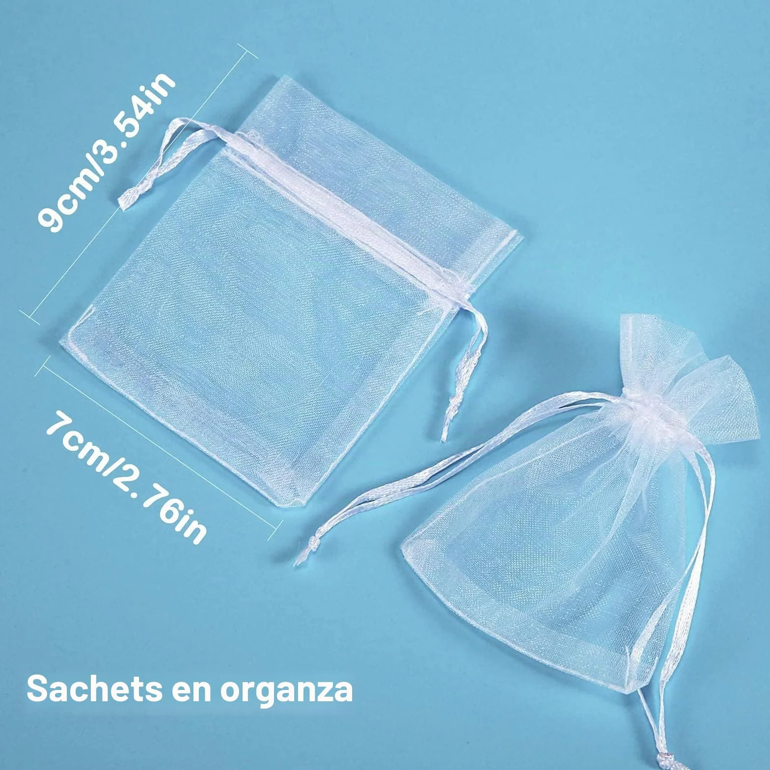 Sachets en organza blanc 7x9 cm lot de 100 pour mariage bijoux lavande bonbons décoration
