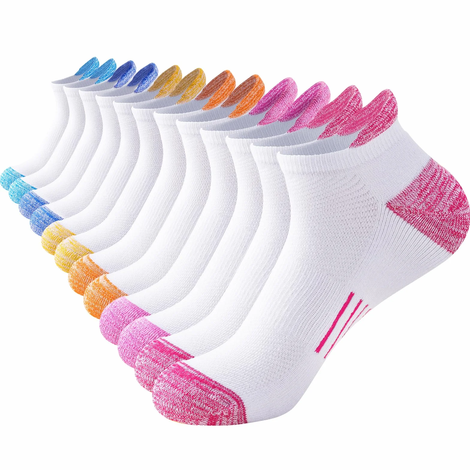Chaussettes Femme Sport Coton Respirantes Courtes Anti-ampoules Course Rembourrées 6 Paires