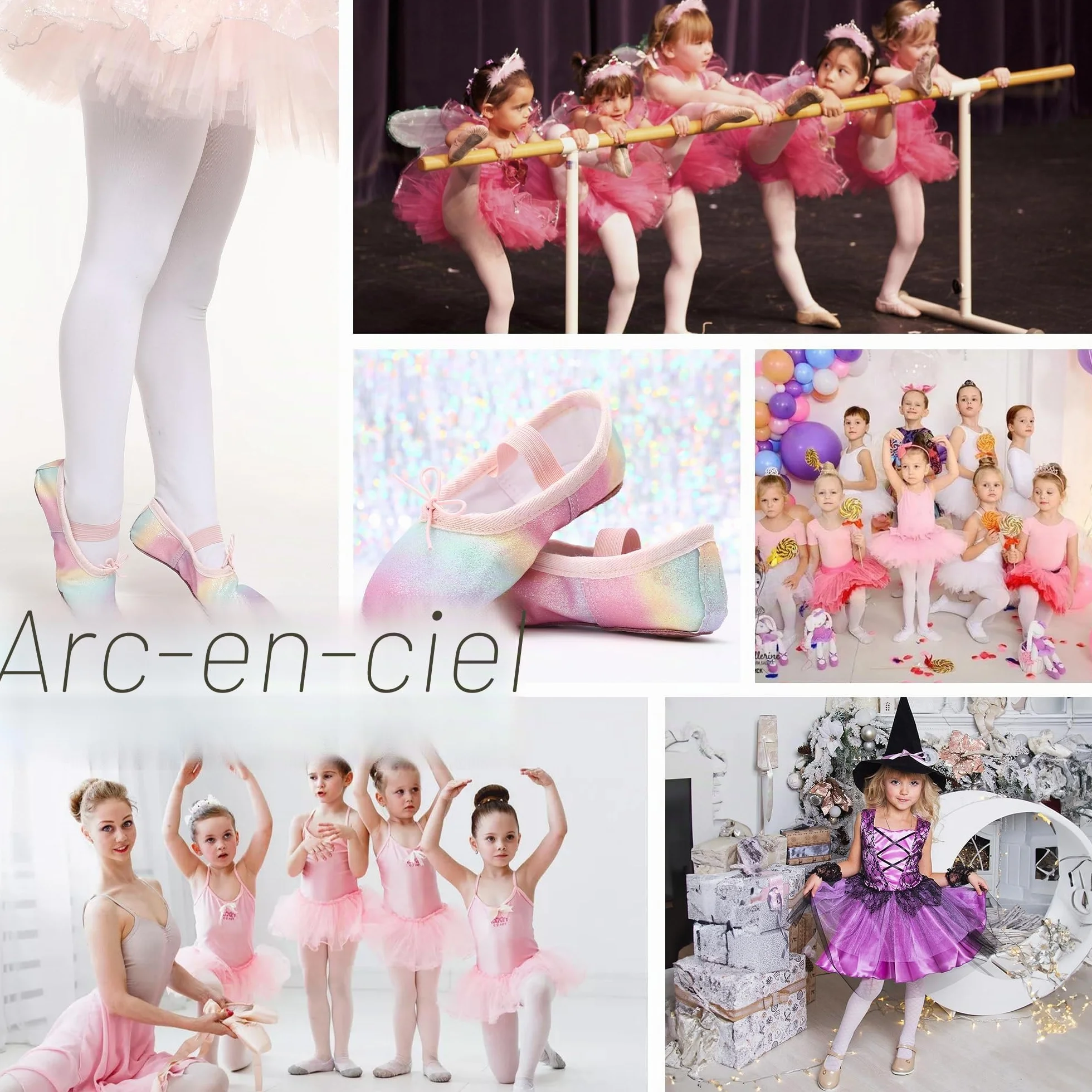 Chaussures de ballet pour filles - Chaussons de danse en cuir à paillettes - Ballerines plates semelle complète