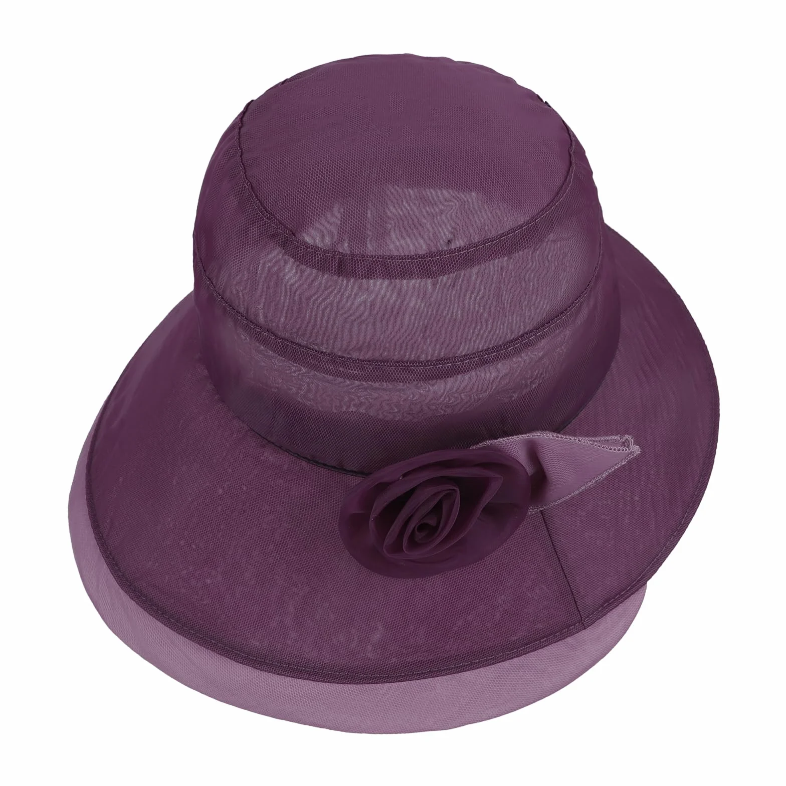 Chapeau de Melon en Organza pour Femme Casquette été Pliable Maille Chapeau de Soleil Respirant Large Bord Dame