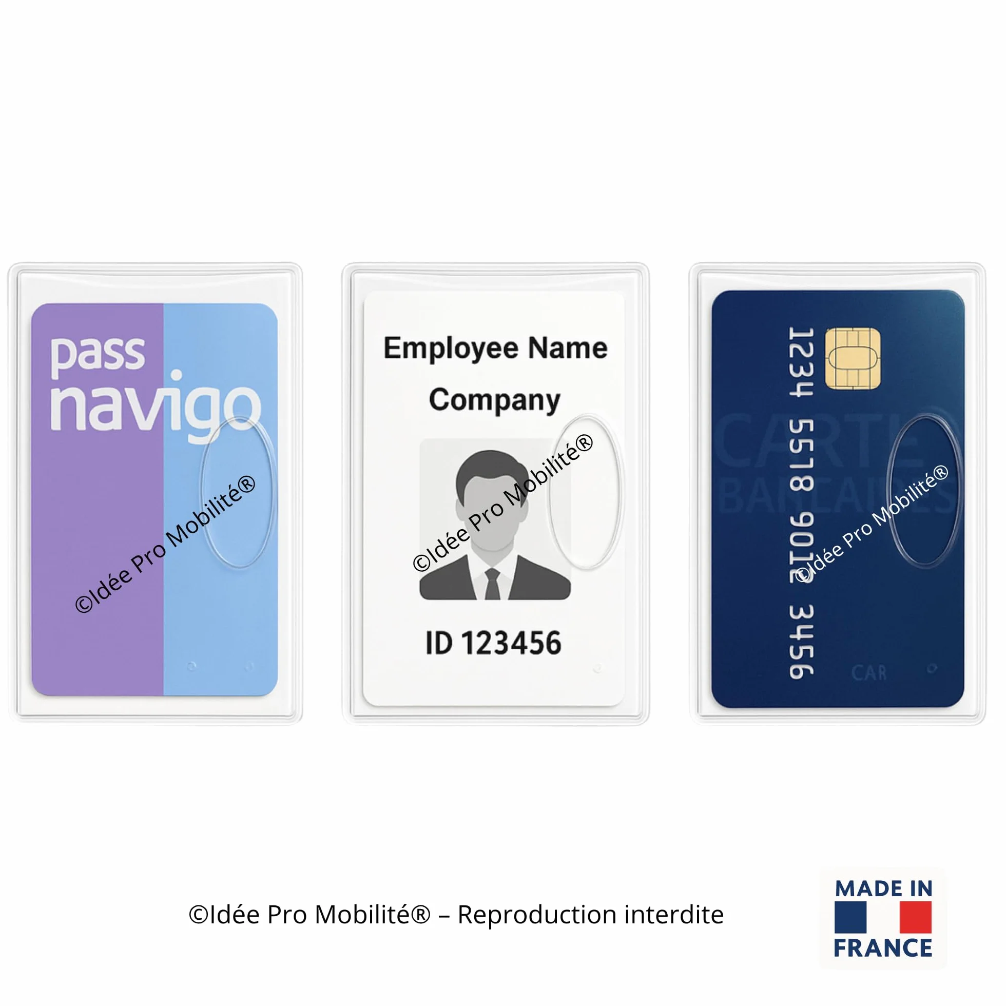 Étuis Porte-Cartes Rigide Transparent Lot de 2 – Protection Cartes Bancaires Navigo Badges – Fabriqué en France