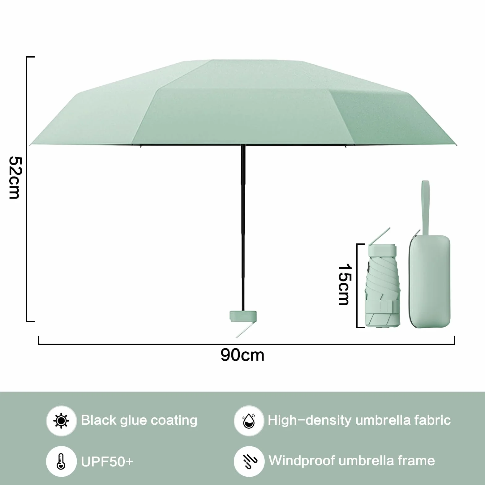 Parapluie Pliant Mini Anti UV, Ombrelle de Poche Solide avec Boîte