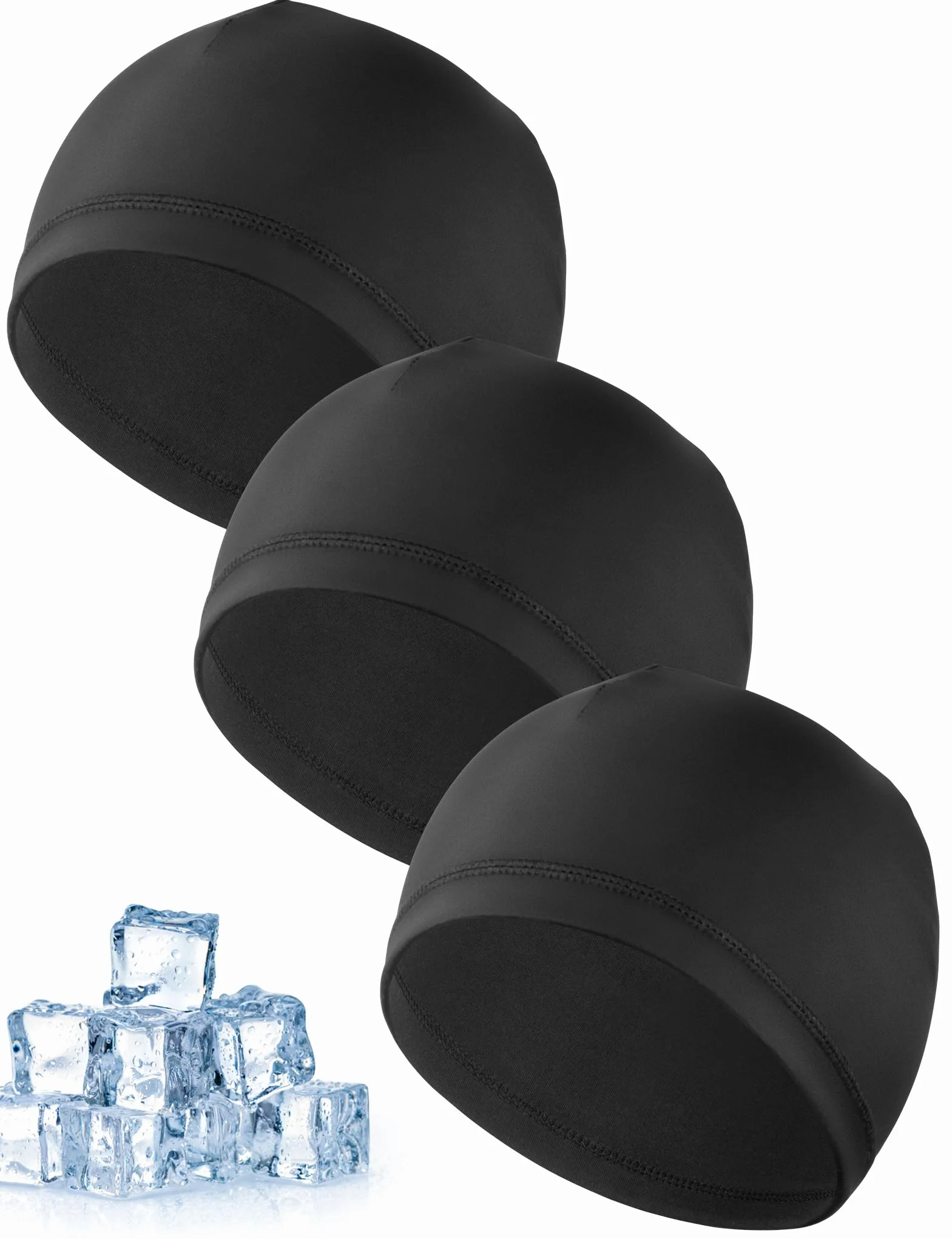 MELLIEX 3 Pièces Bonnets de Cyclisme sous Casque, Bonnet de Sport Respirant en Soie Glacée Été