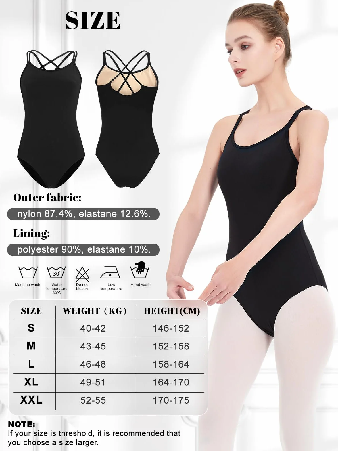 Justaucorps Danse Femme Camisole Gymnastique Ballet Couleur Unie