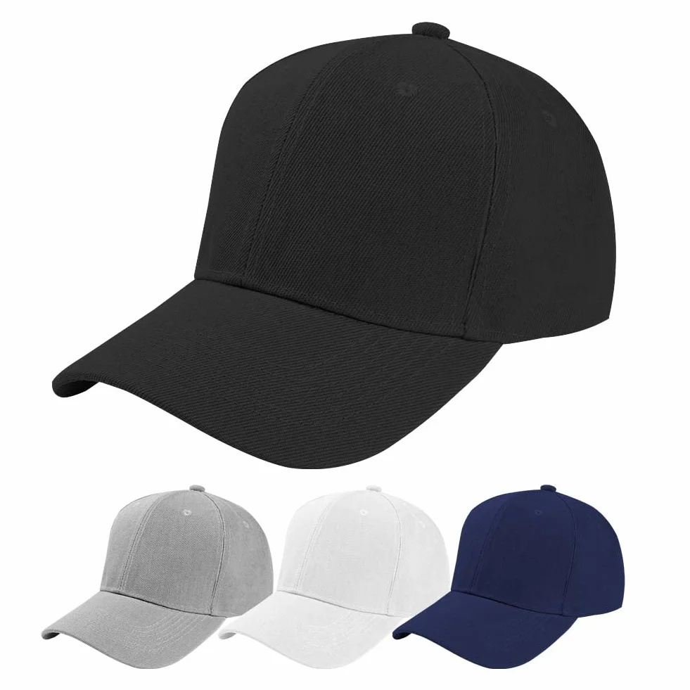 Casquette de Baseball Coton Anti-Soleil Homme Femme Unisexe Réglable 55-65cm Noir