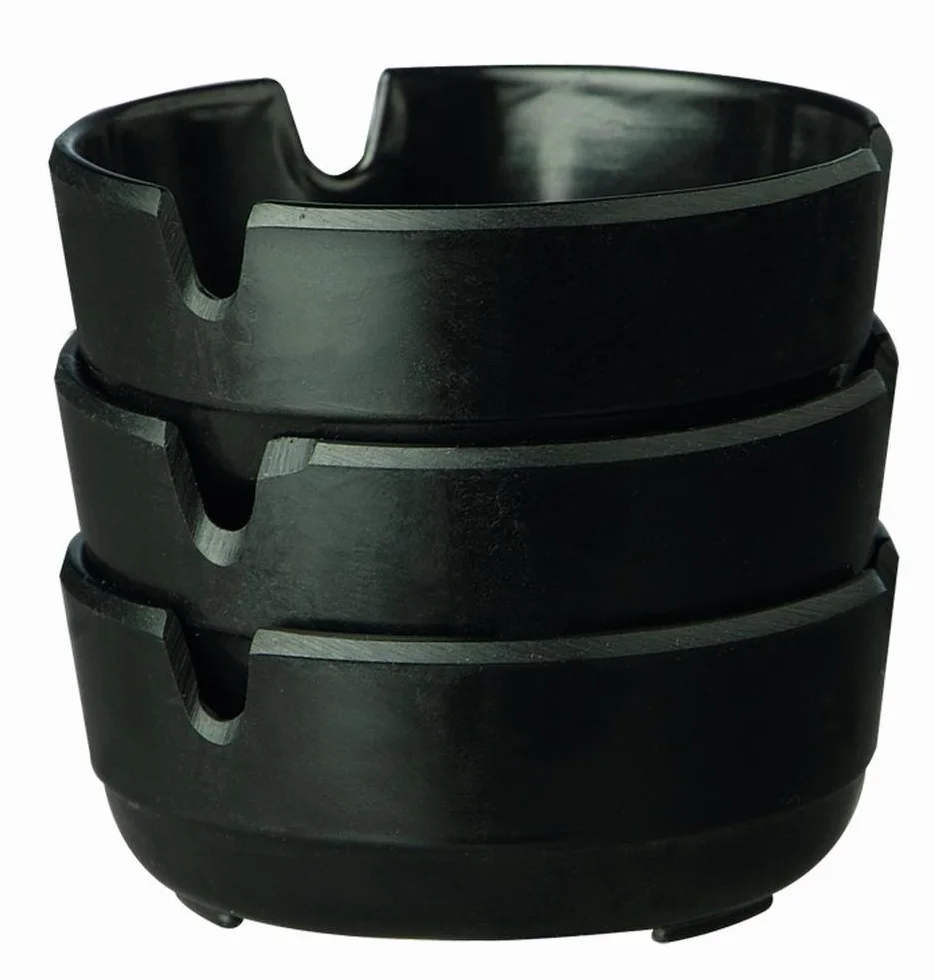 Lot de 3 cendriers en mélamine noire APS 576 Ø 8 x 3 cm
