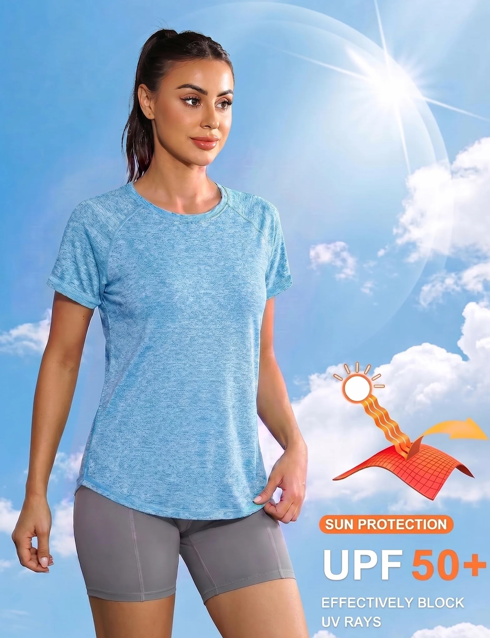 T-Shirt de Sport pour Femme, Haut Dos en Maille, Coupe Ample, Col Rond, Manches Courtes