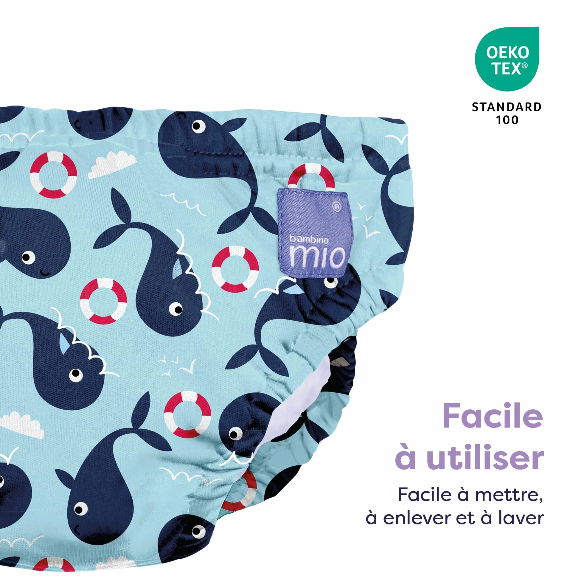 Bambino Mio Couche de bain Lavable M (6-12 mois) Baie des baleines