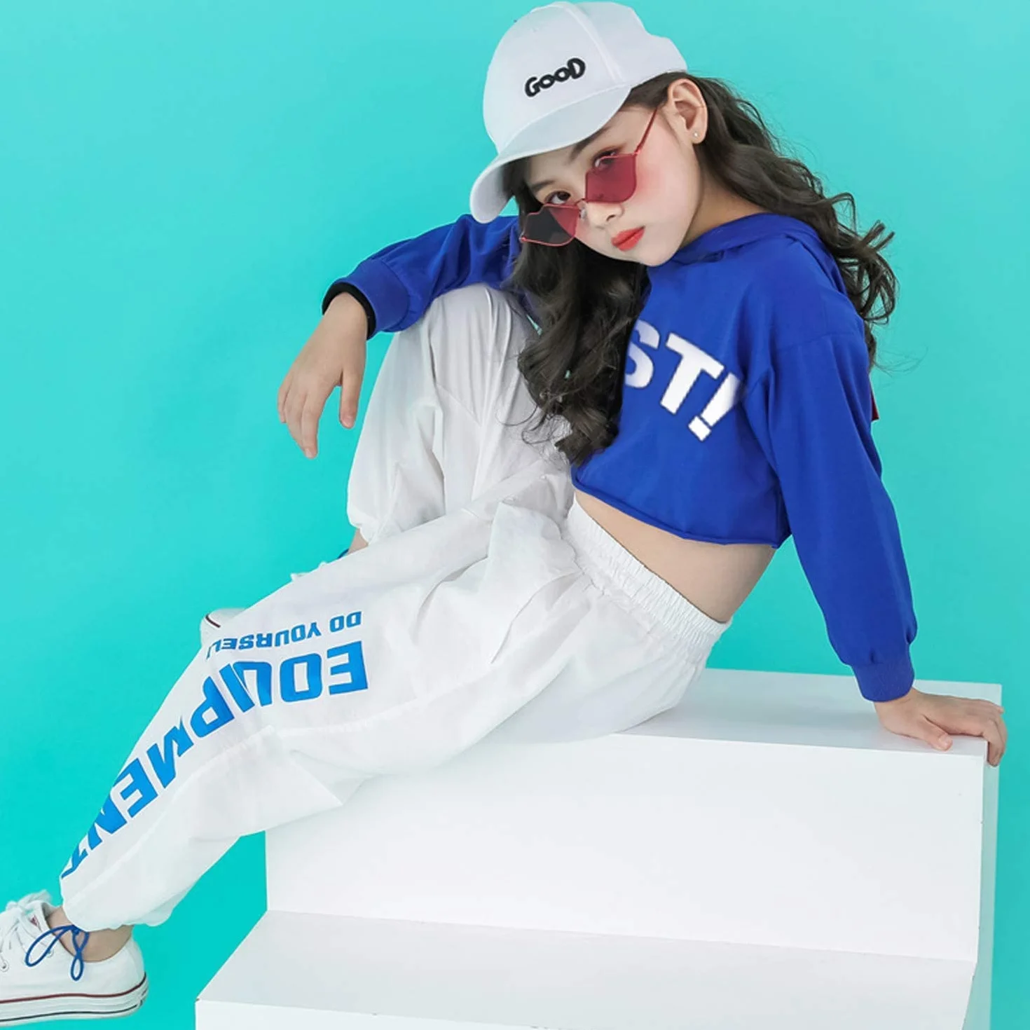 LOLANTA Ensemble de survêtement Hip Hop Enfants Sweat à capuche et pantalon jogging bleu
