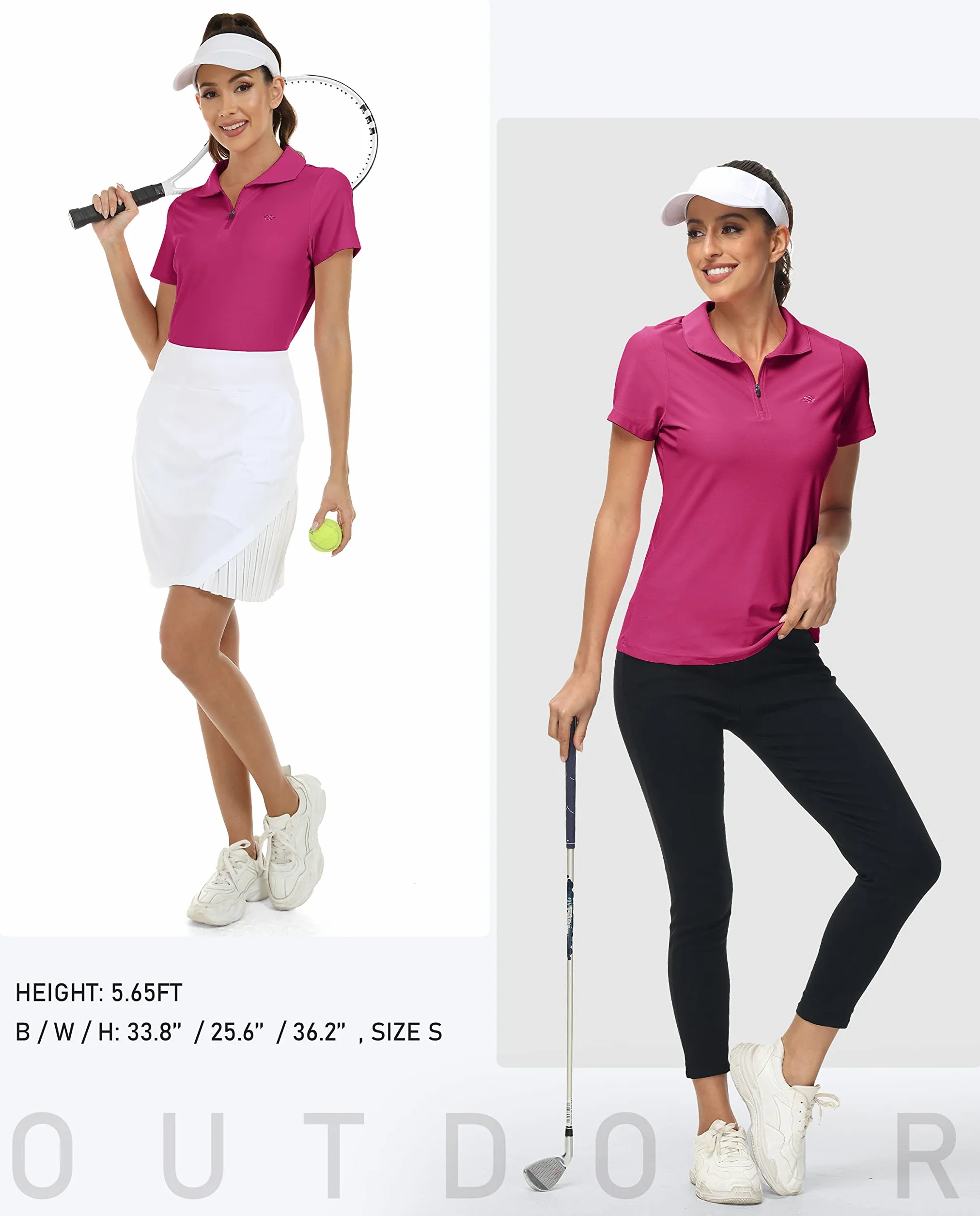 Polo Femme sans Manches 1/4 Zipper Sport Débardeur Golf Tennis Tops