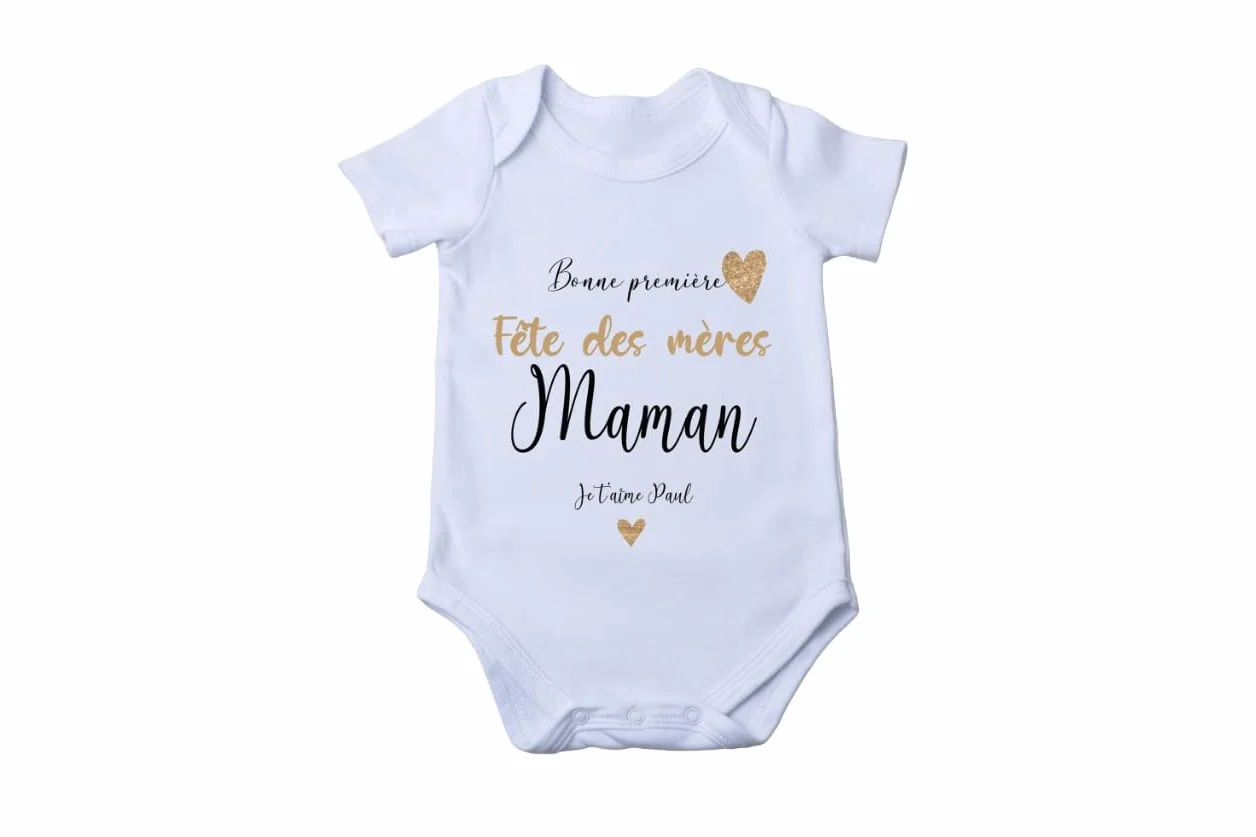 Body Bébé Blanc Manche Courte Imprimé Bonne Première Fête des Mères Maman Je T'aime Cadeau Bébé Taille Nouveau-né 24 Mois