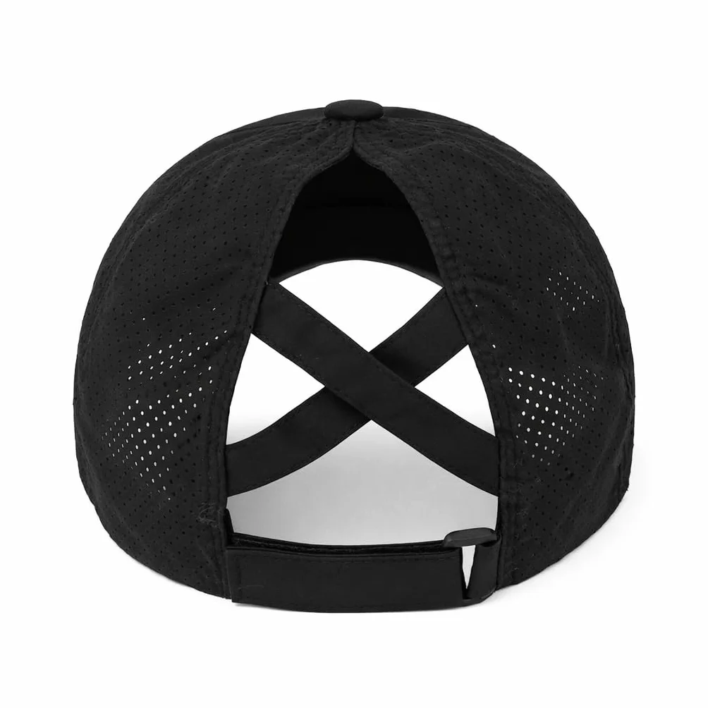 Casquette de Course Femme Noire Maille Séchage Rapide Réglable Sport Légère