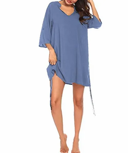 Cache-maillot de plage pour femme avec col en V et imprimé papillon, bleu, XL