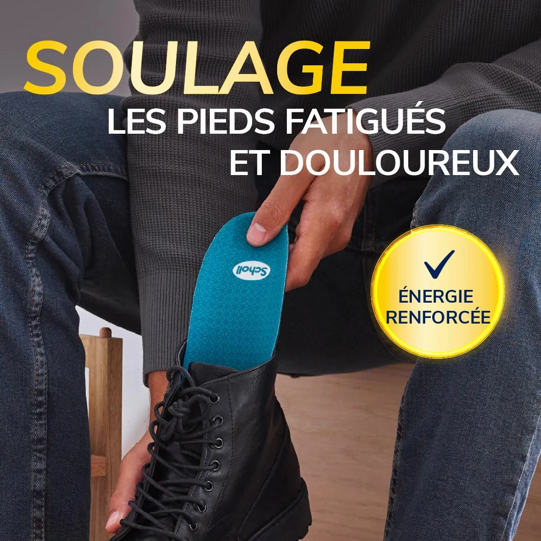 Scholl Semelles GelActiv Professionnel Chaussures de travail Hommes GelWave Absorption des chocs Amorti renforcé Taille 40-46,5