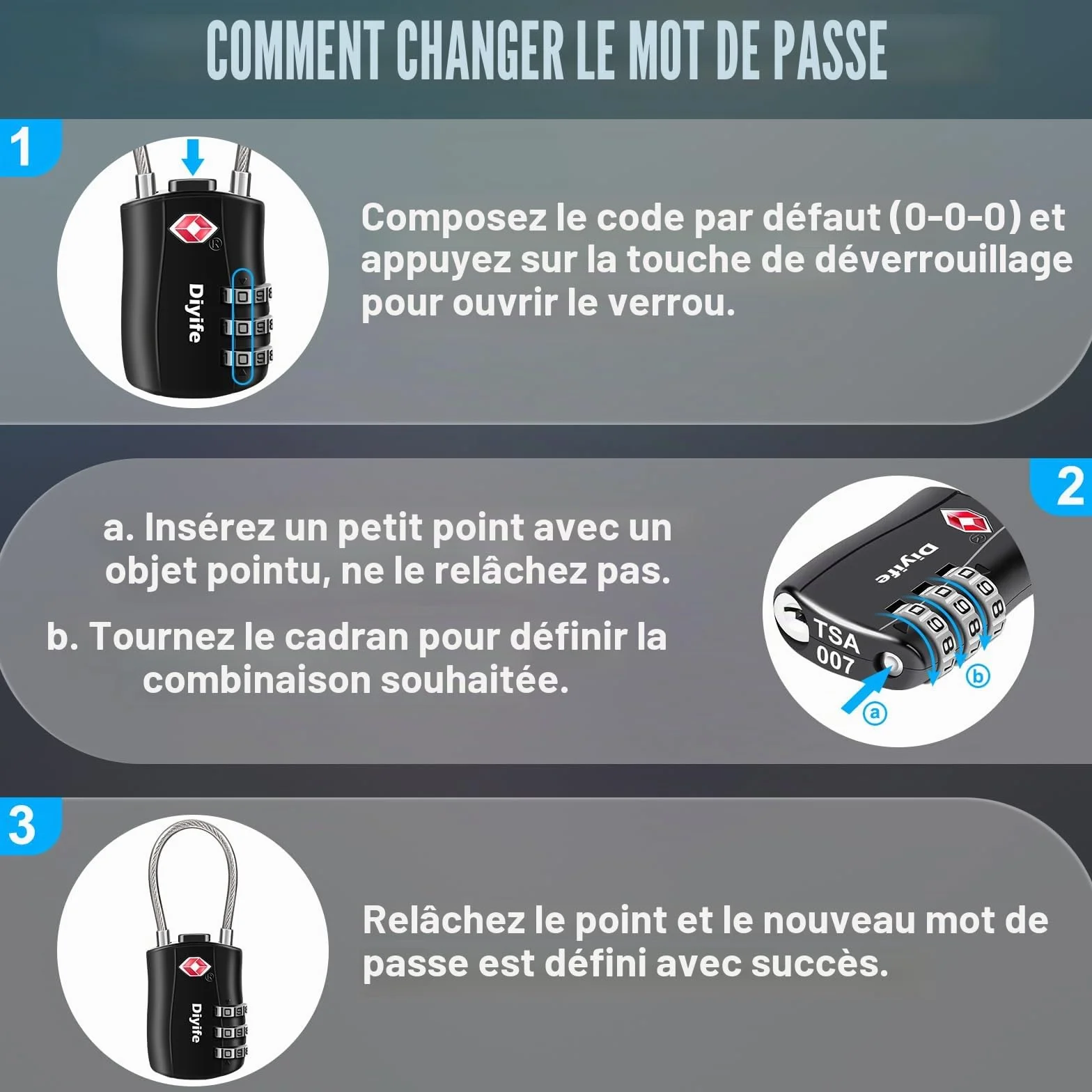 Cadenas pour Bagages TSA Lot de 2, Cadenas de Voyage à 3 Chiffres, Noir