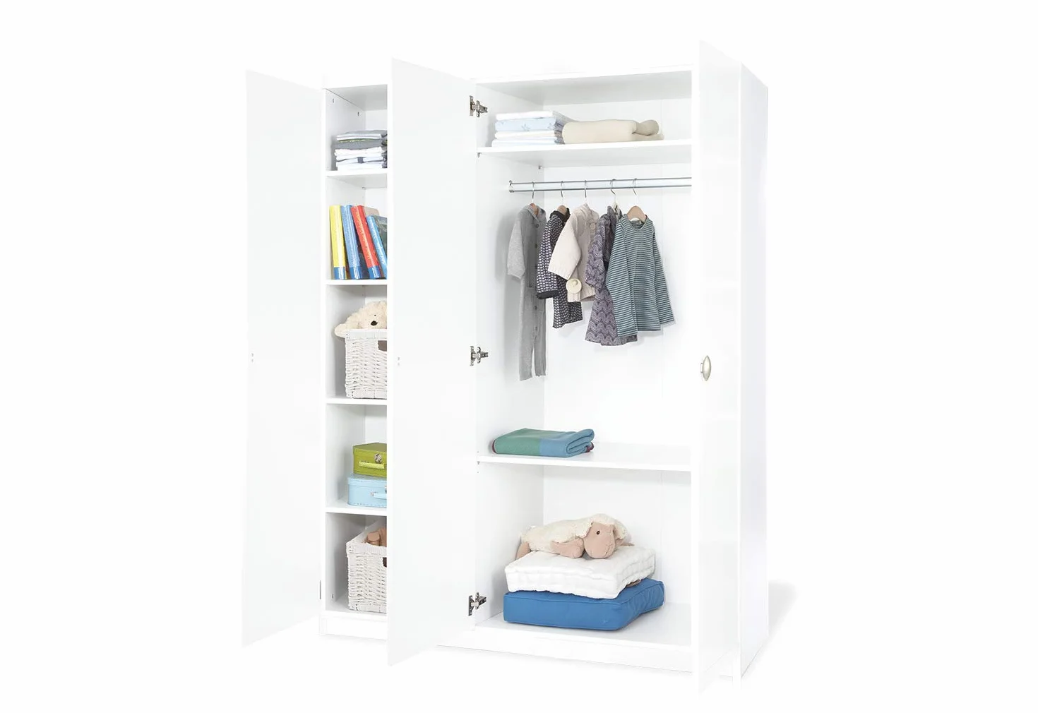PINOLINO Laura Grande Penderie 3 portes Blanc 135 x 54 x 191 cm