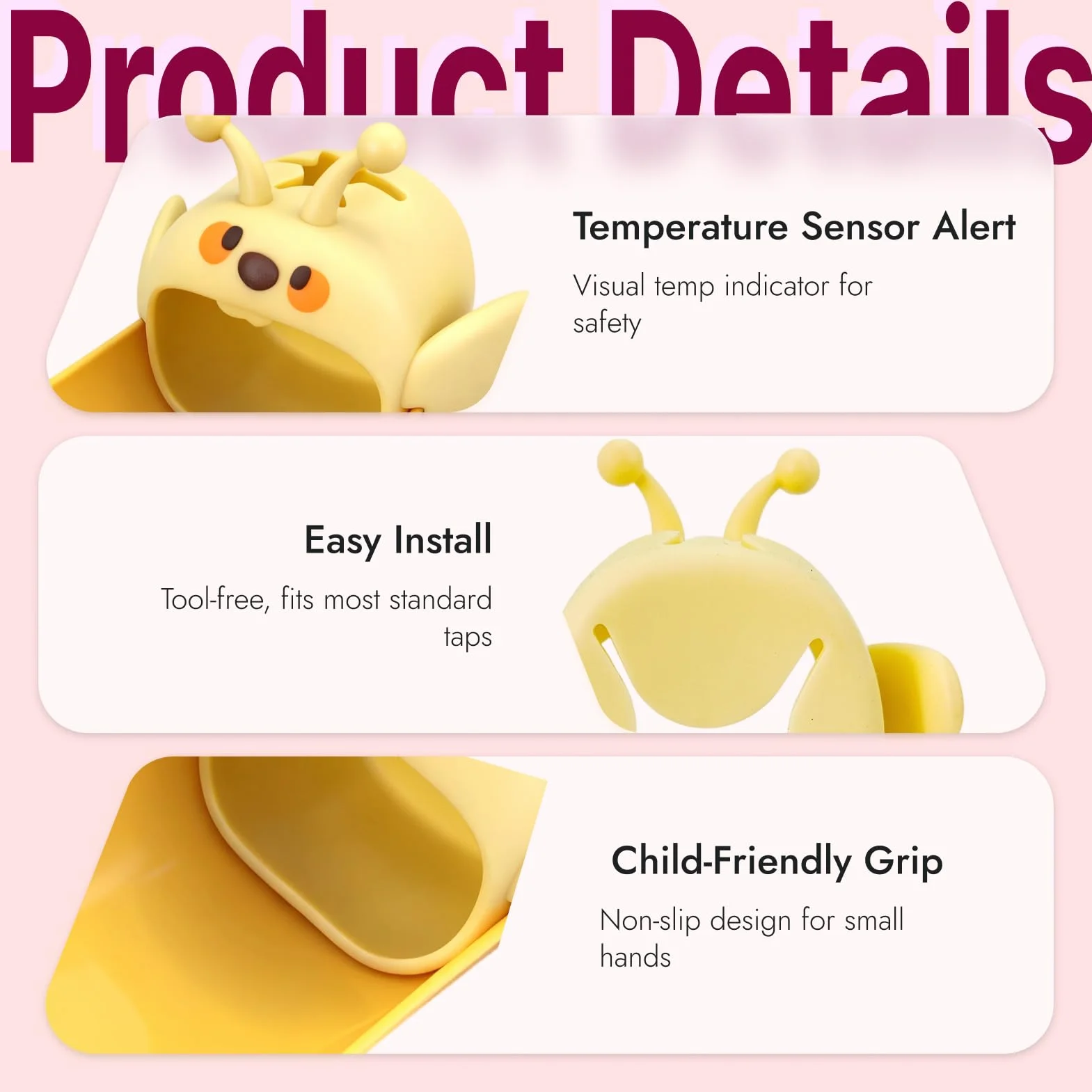 Rallonges de Robinet en Silicone Jaune, Extension Robinet Lavabo, Adaptateur Robinet Cuisine Salle de Bain