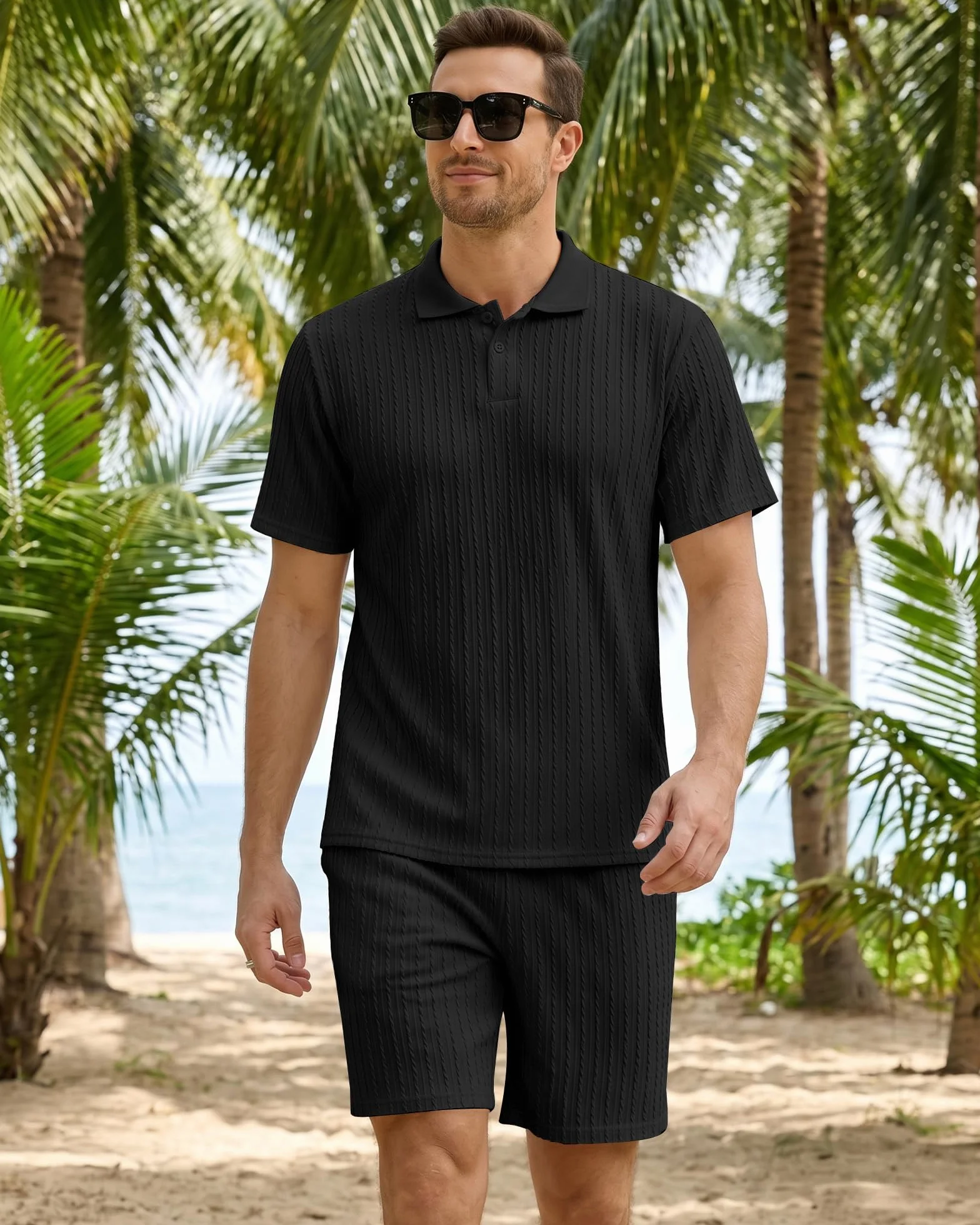 Survêtement Homme Ete Casual Tenue Hawaïenne Légère Tracksuit pour Usage Quotidien Vacances