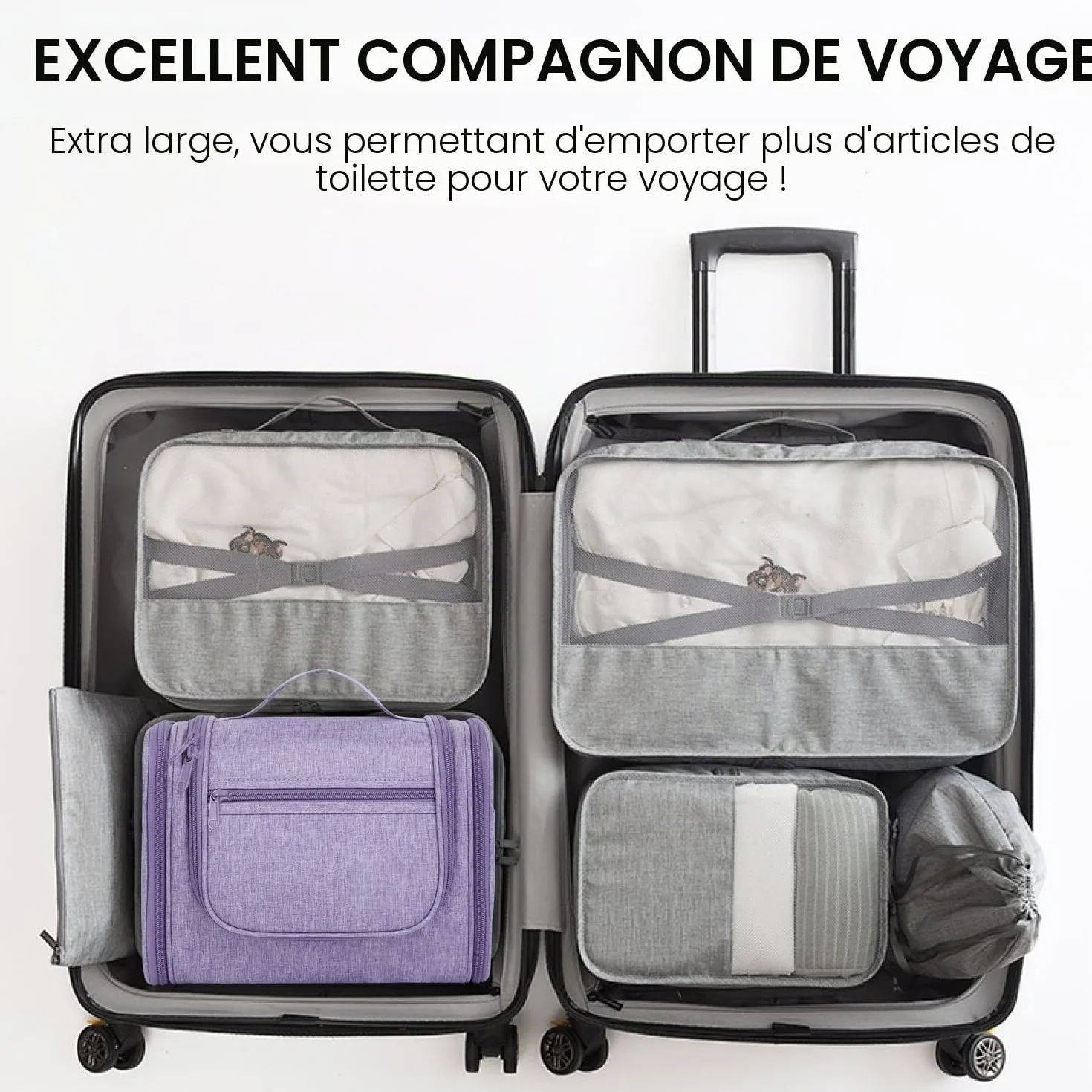 WANDF Grande Trousse de Toilette à Suspendre pour Femme Camping Voyage