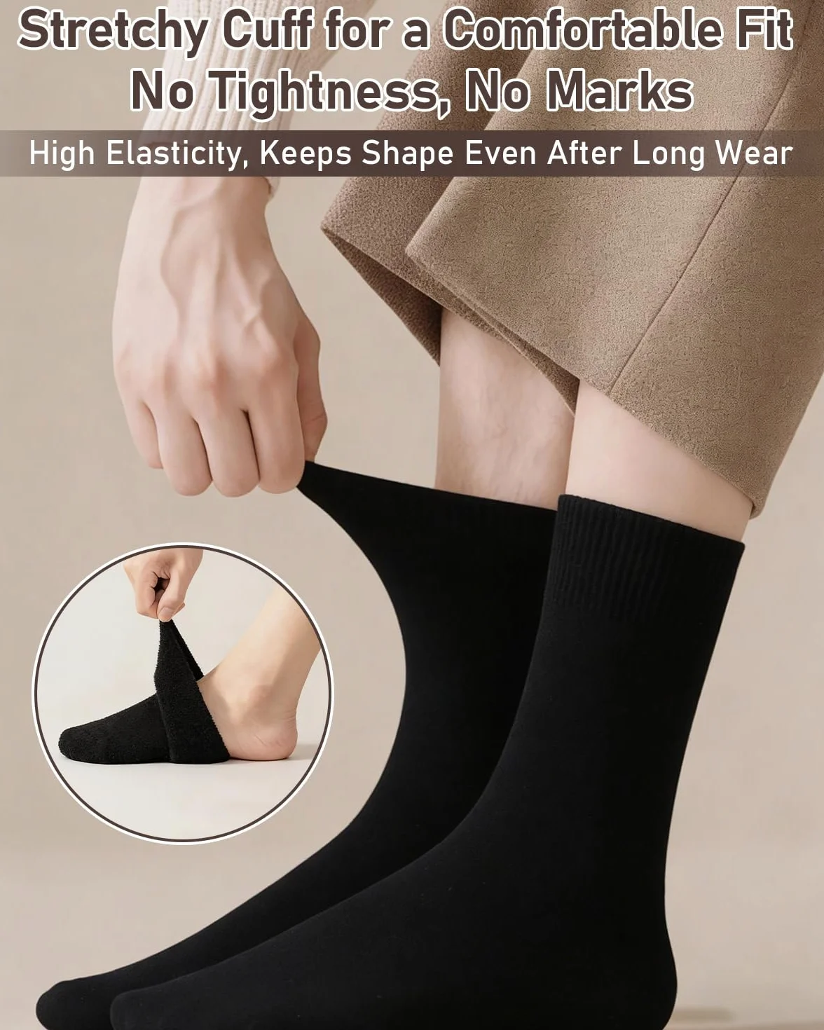 Chaussettes Chaudes Homme Laine Merinos Hiver Épaisses Thermiques Ski Course Randonnée Taille Eu 39-46