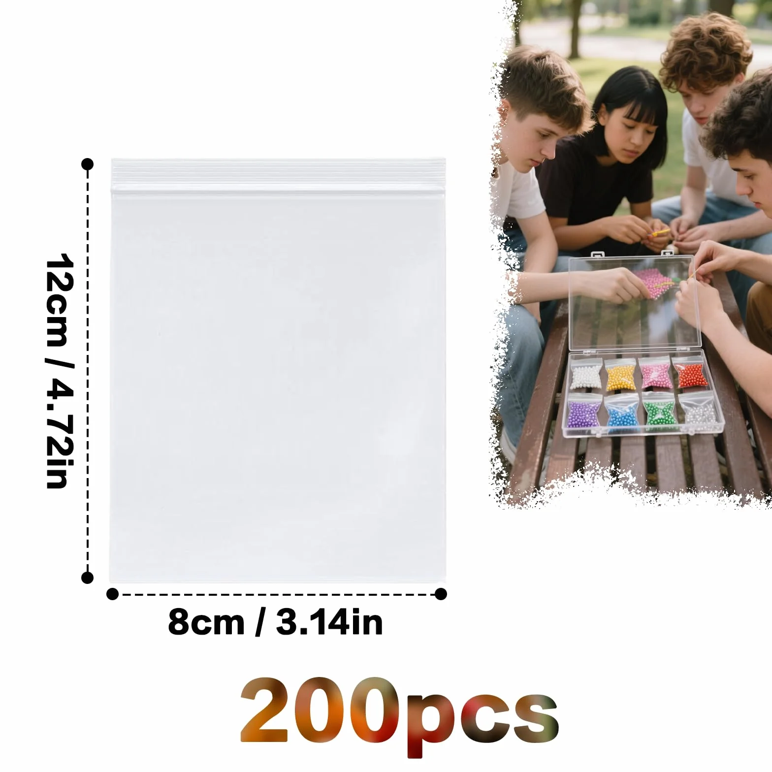 Sachets Zip Transparent 8x12 cm 200 Pièces Refermables pour Bijoux