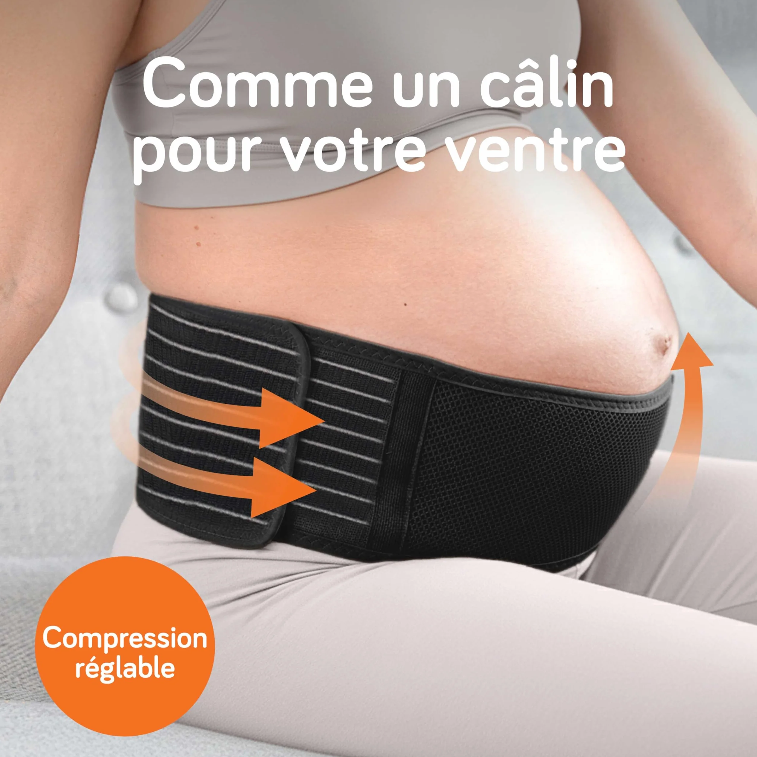 Baby Uma Ceinture de Grossesse Femme Enceinte, Légère & Respirante, Bandeau de Maintien Ajustable avec Velcro, Soutien Abdominal Confortable (2XL)