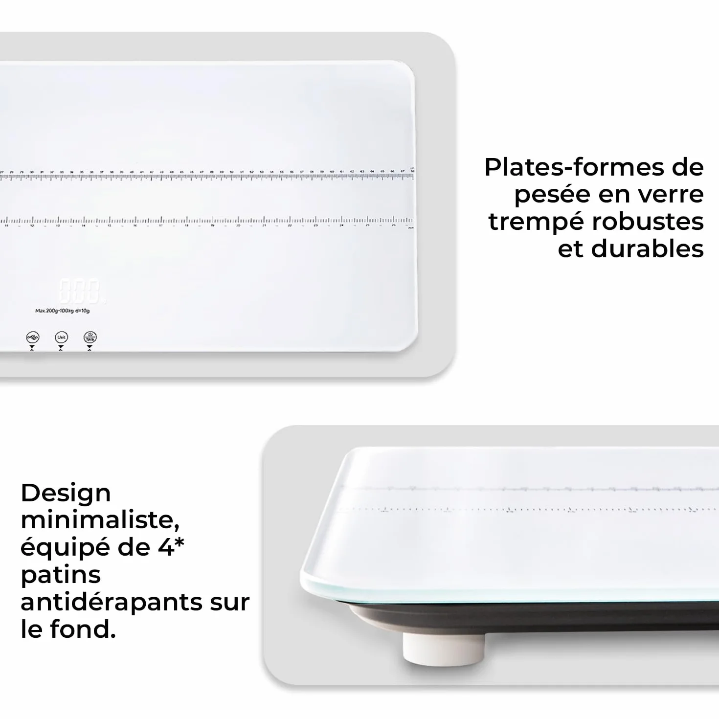Balance numérique haute précision 100 kg x 10 g UNIWEIGH pour chien chat verre trempé USB