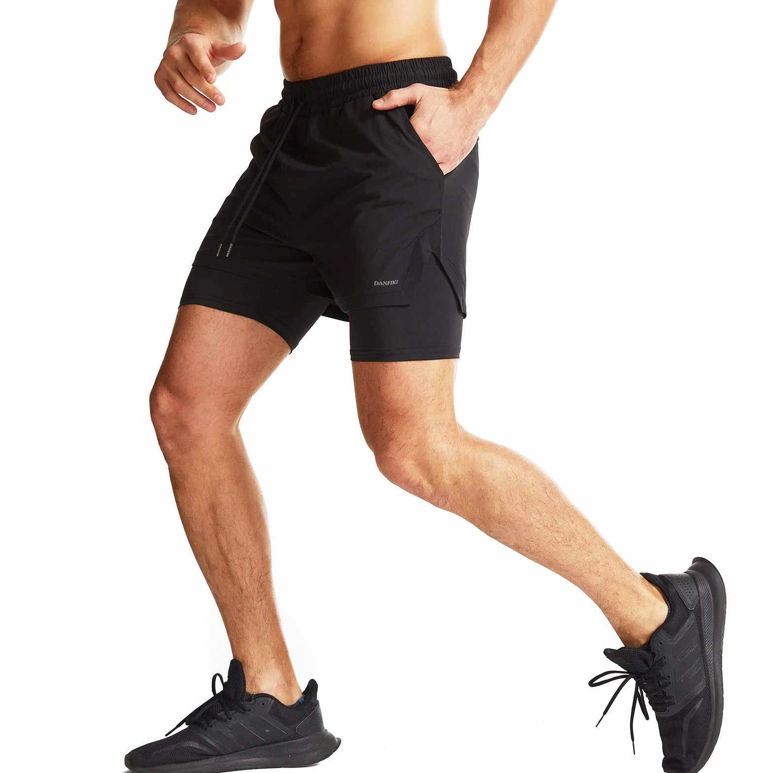 Short de Sport 2 en 1 Respirant pour Homme avec Poches Séchage Rapide Leggings Base Layer Stretch
