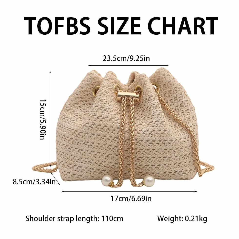 Sac à Main Femme Pochette en Paille Tissée Plage d'Été Sac à Bandoulière Chaîne Métal