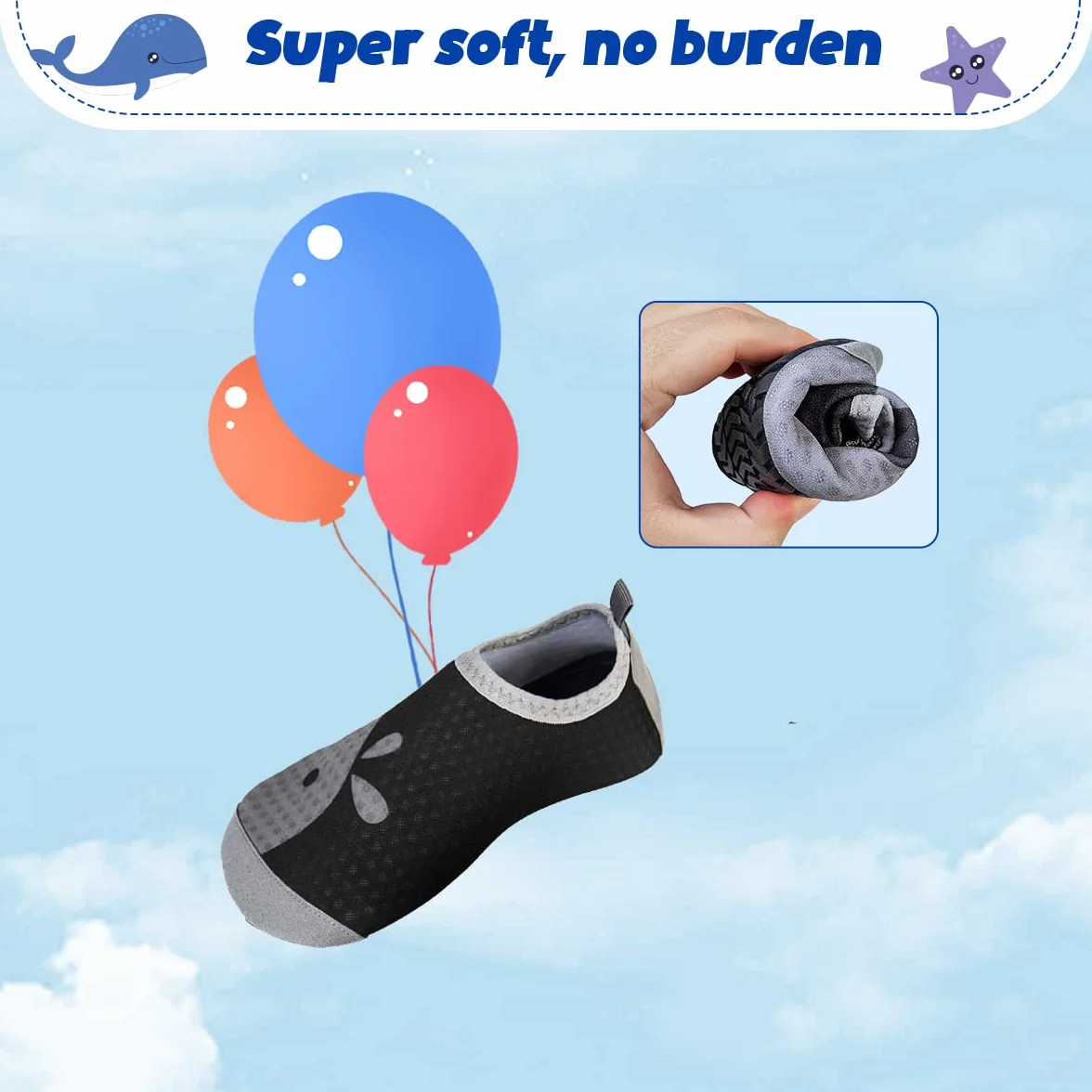 WateLves Enfant Chaussures Aquatiques Fille Garçon Chaussons de Plongée Antidérapant Pieds Nus d'eau