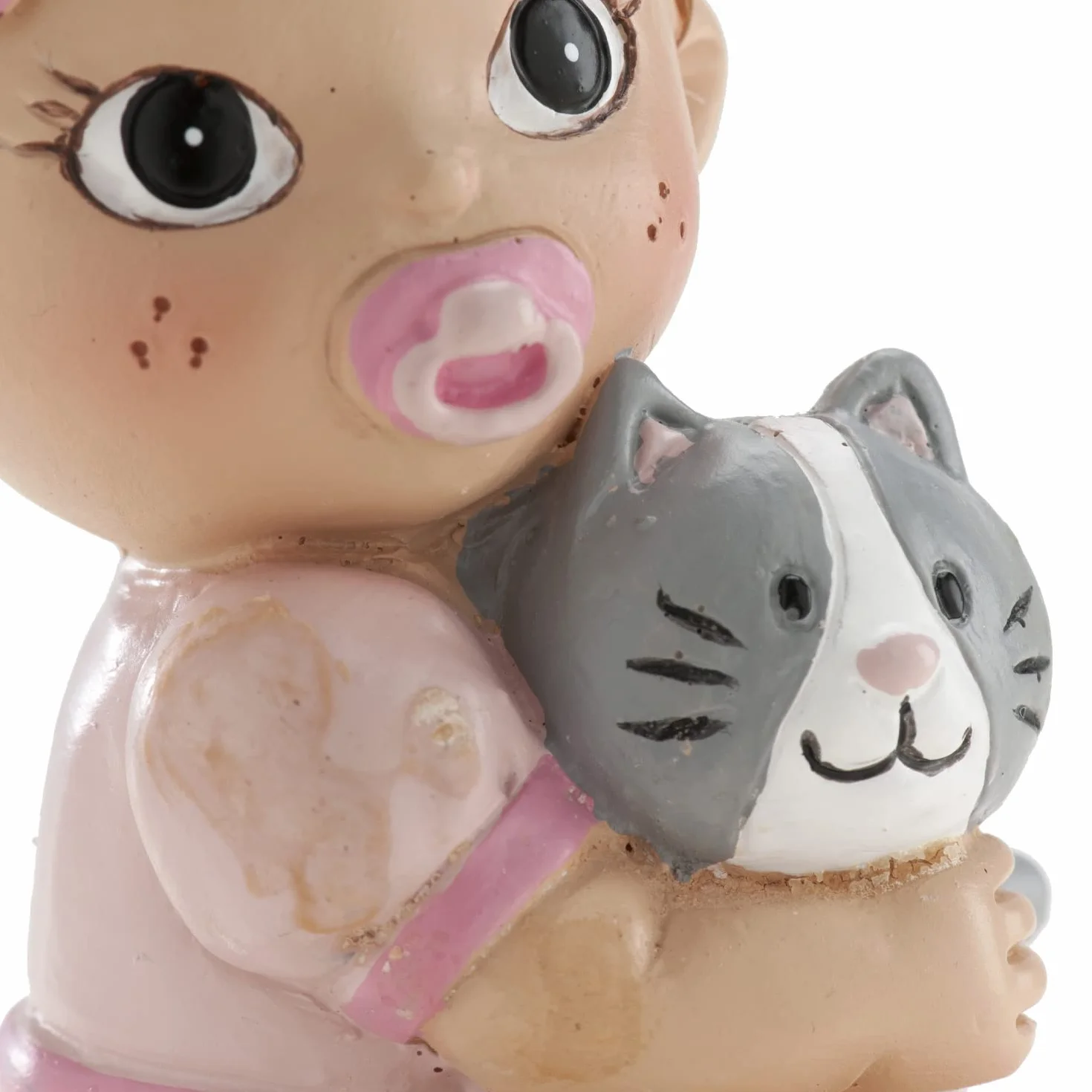 Figurine en résine Décoration Baptême Fille 10 cm Cake Topper Bébé Chaton Design Original