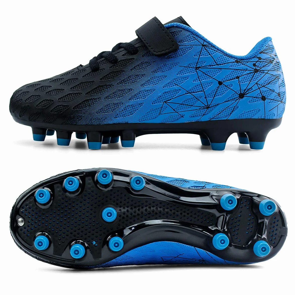 JABASIC Chaussures de Football à Crampons Sol Ferme Enfants Garçons Filles
