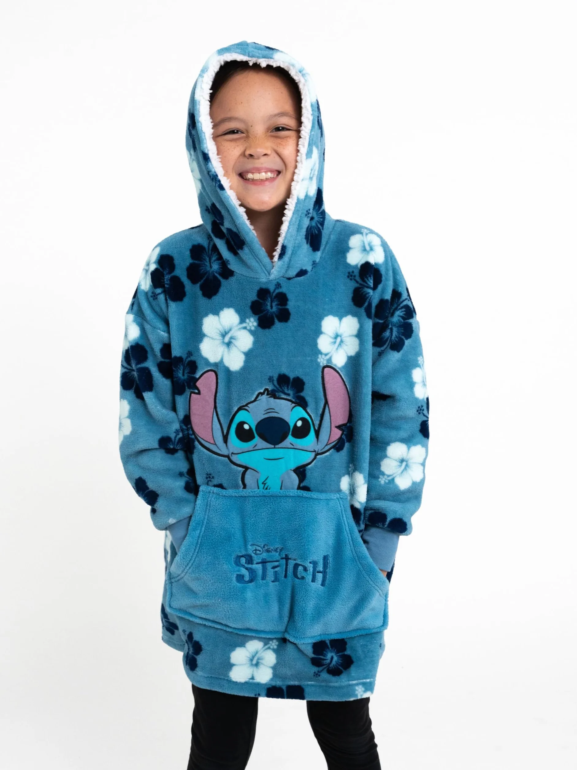 Sweat à Capuche Oversize Disney Lilo & Stitch pour Filles Bleu