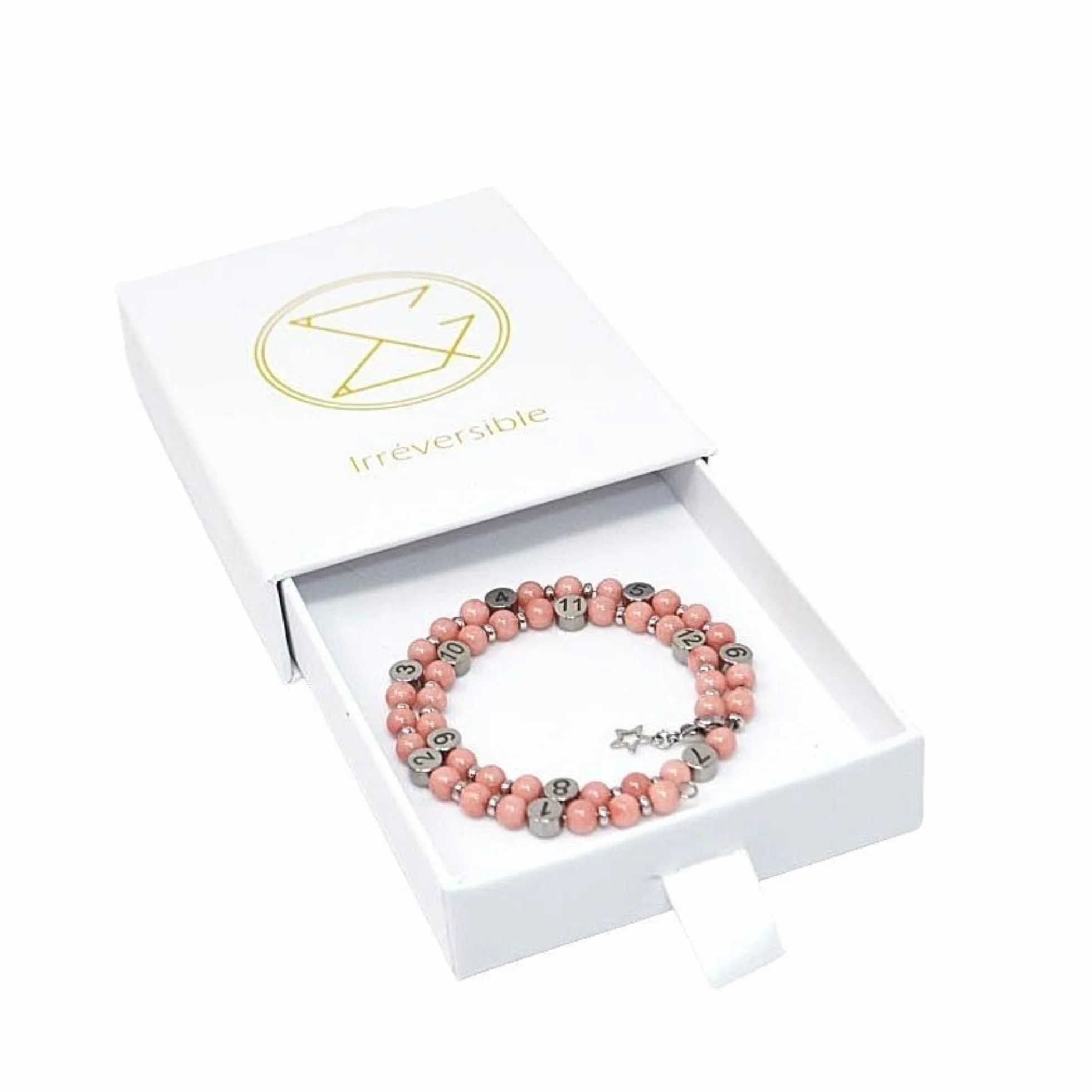 Bracelet d'Allaitement en Quartz Rose avec Suivi Précis Heures Tétées - Ajustable