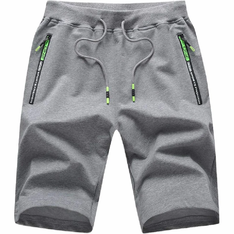 JustSun Homme Short Sport Running Jogging Coton Léger Poches Zippées