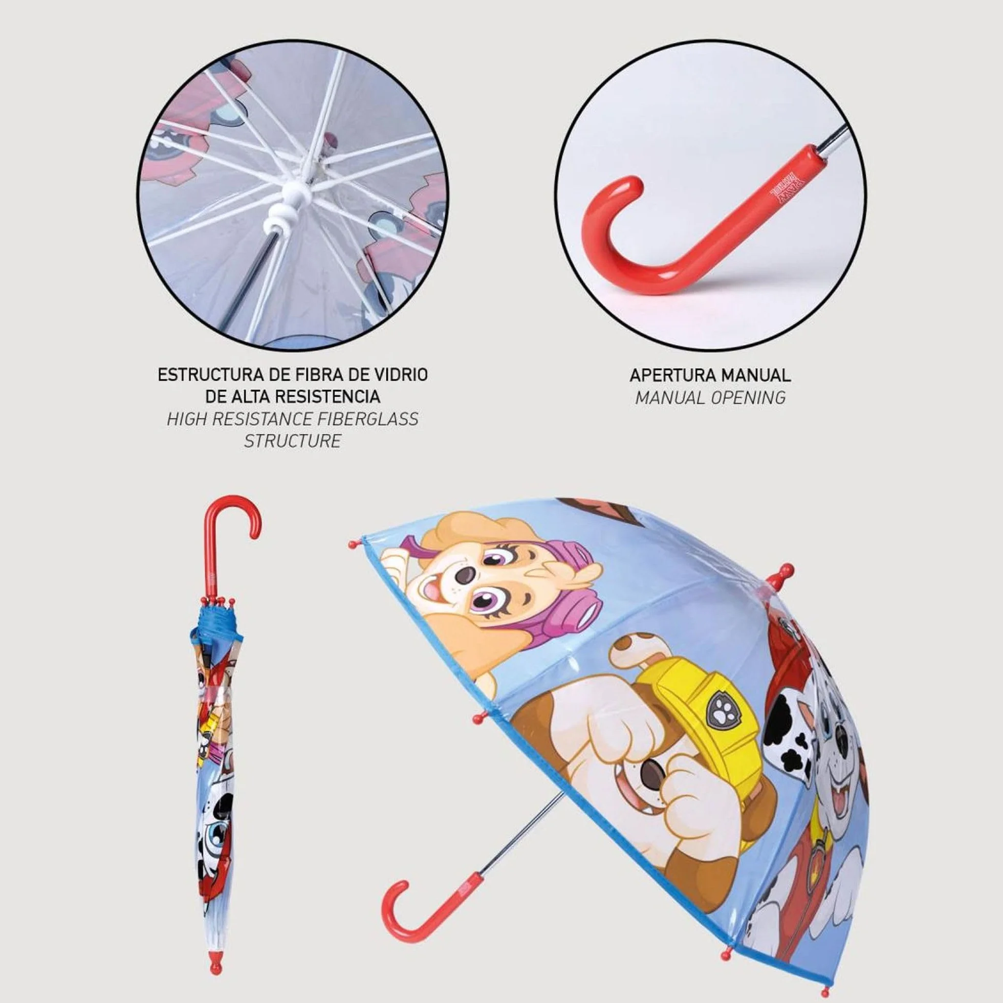 Parapluie Paw Patrol Enfants Chase Marshall Skye résistant au Vent Ouverture Manuelle Poignée Ergonomique