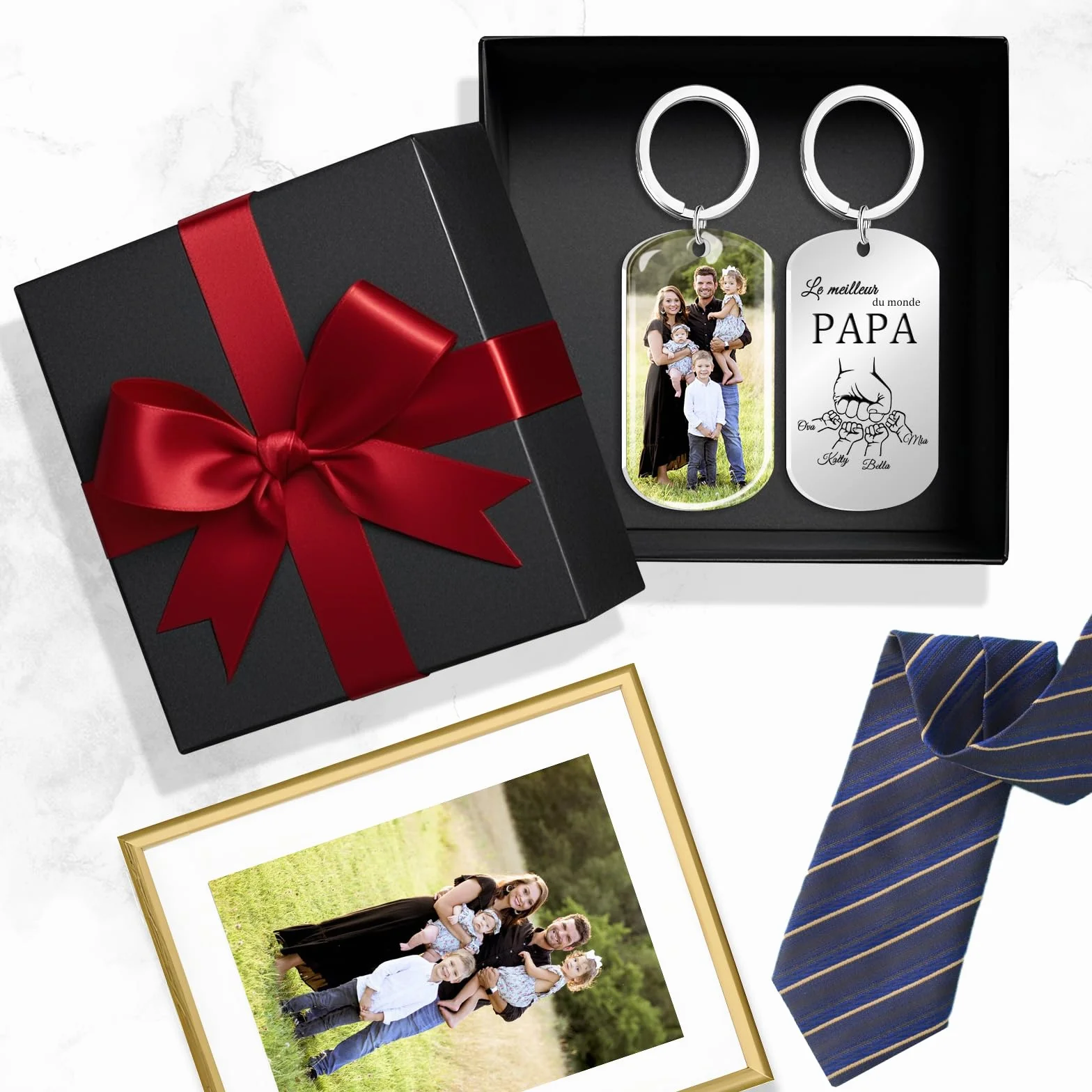 Porte Clef Personnalisable Meilleur Papa Cadeau Fete des Peres Photo Motif Poing Hommes