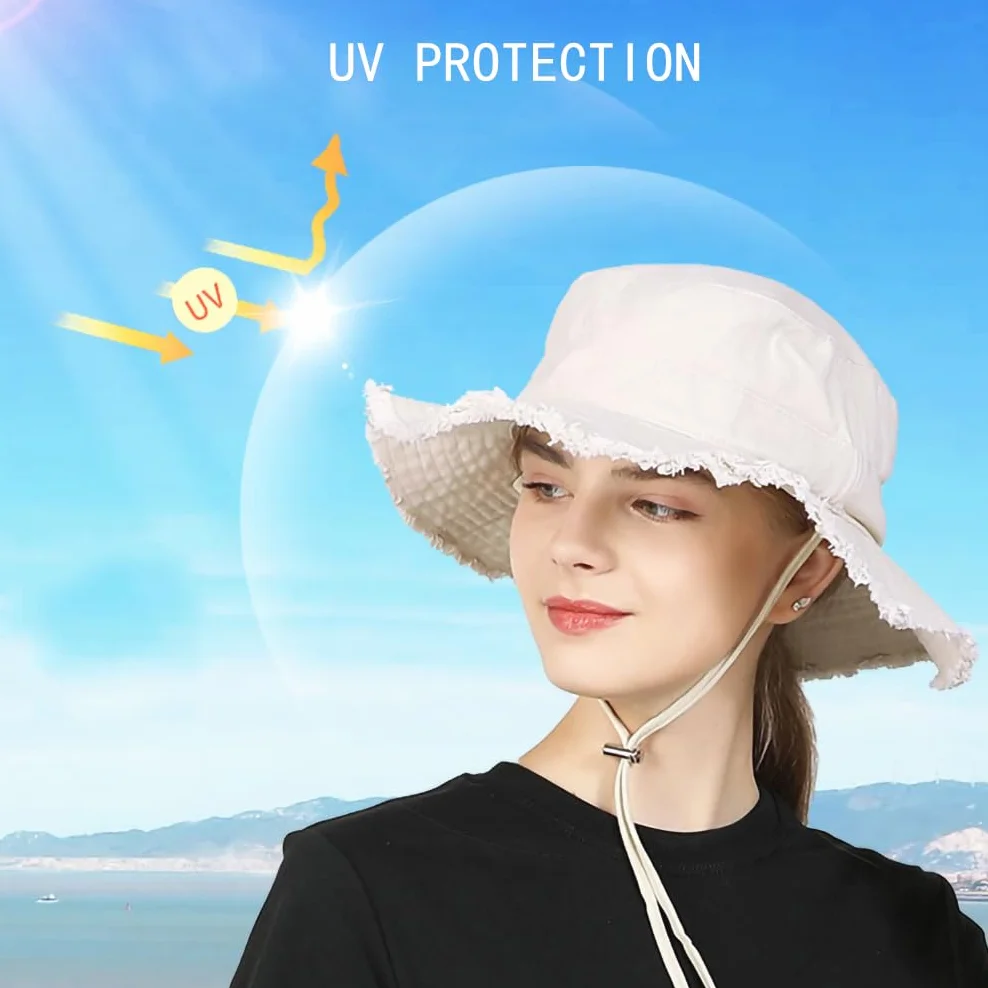 Chapeau Anti UV UPF 50+ Été Pliable à Large Bord Casquette Visière Capeline Plage