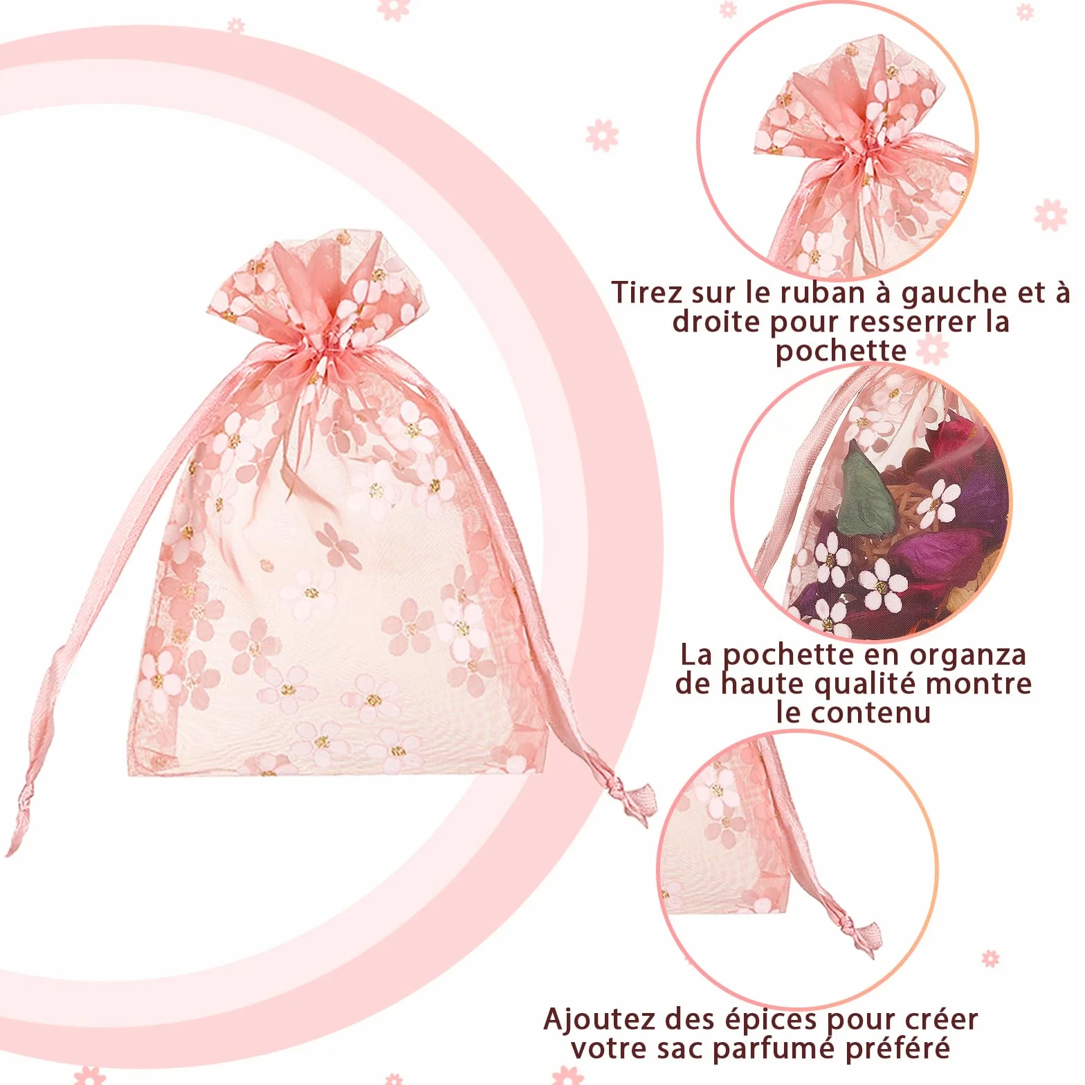 Sachet Organza pour Dragées Lavande Vide 20pcs 10x14cm Pochette Tulle Cadeaux