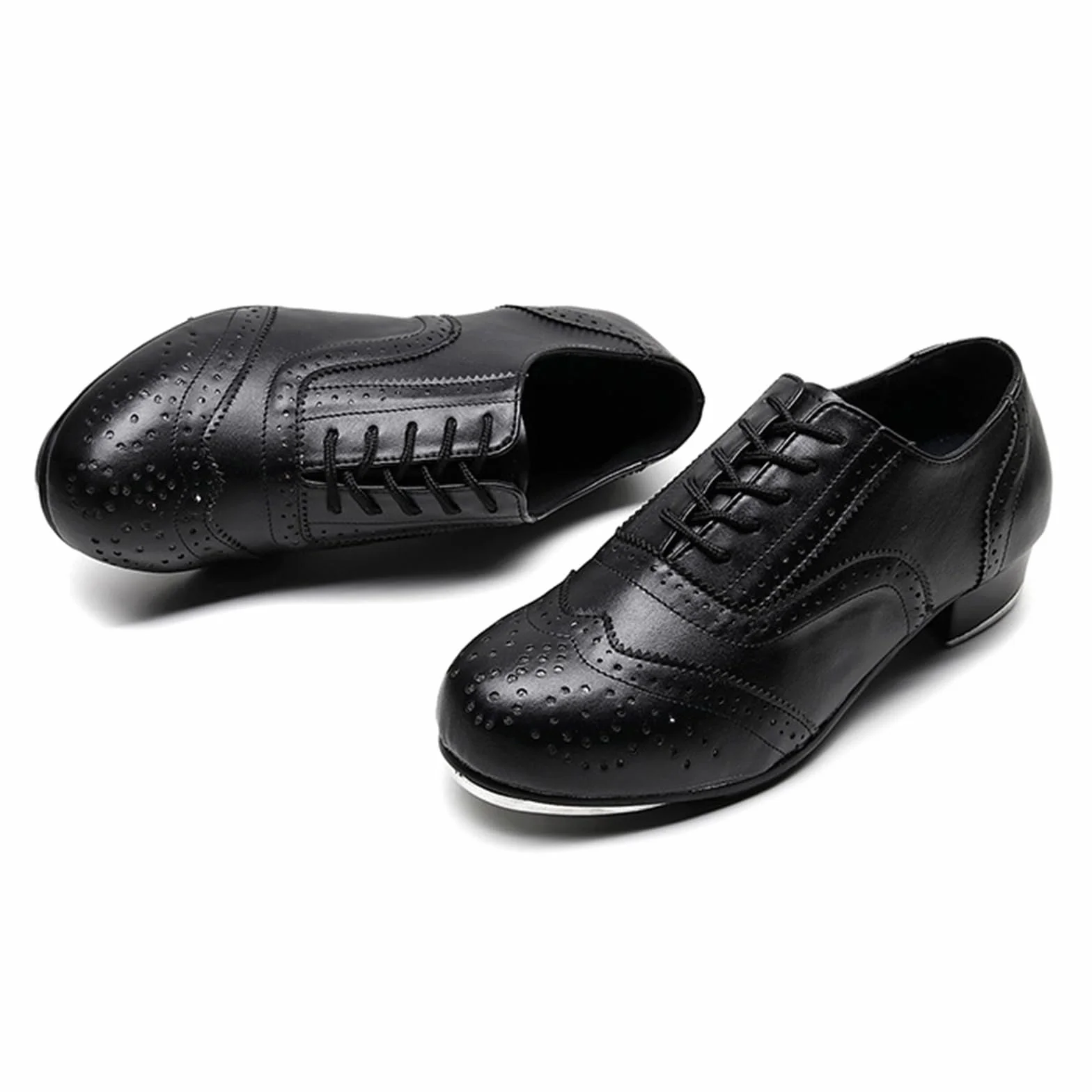 Chaussures De Claquettes Hommes Danse Salon Talons Bas Brogue Lacets Respirantes