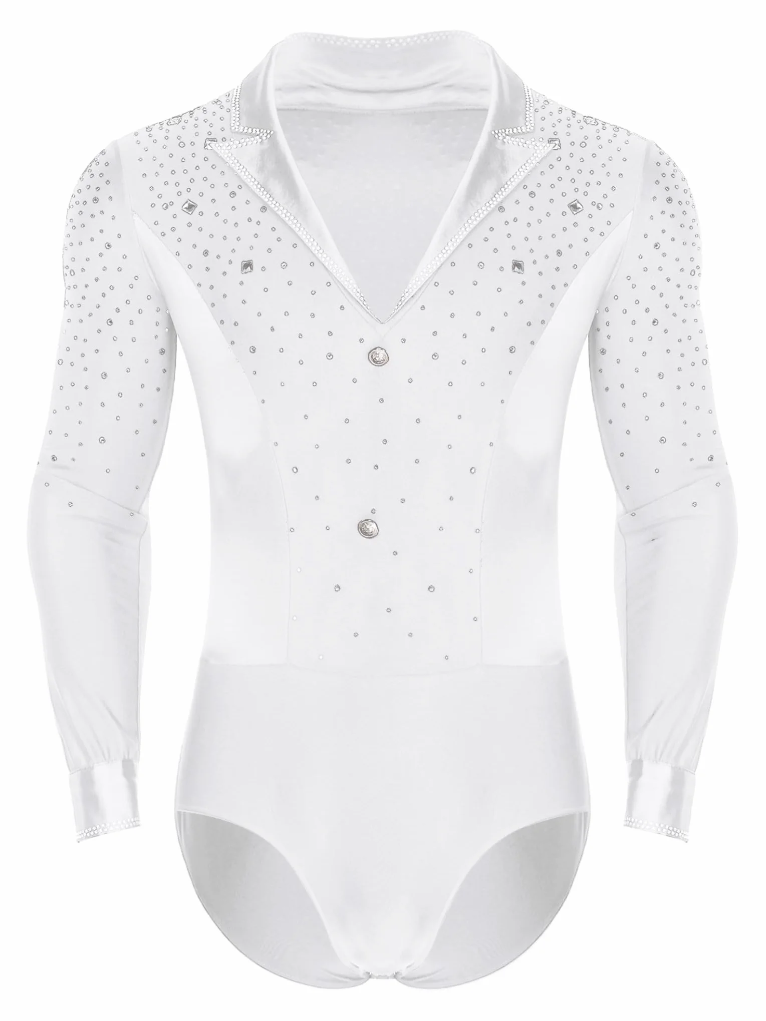 Sxiwei Justaucorps Danse Manches Longues Strass Tenue Danse Latine Body Costume Spectacle
